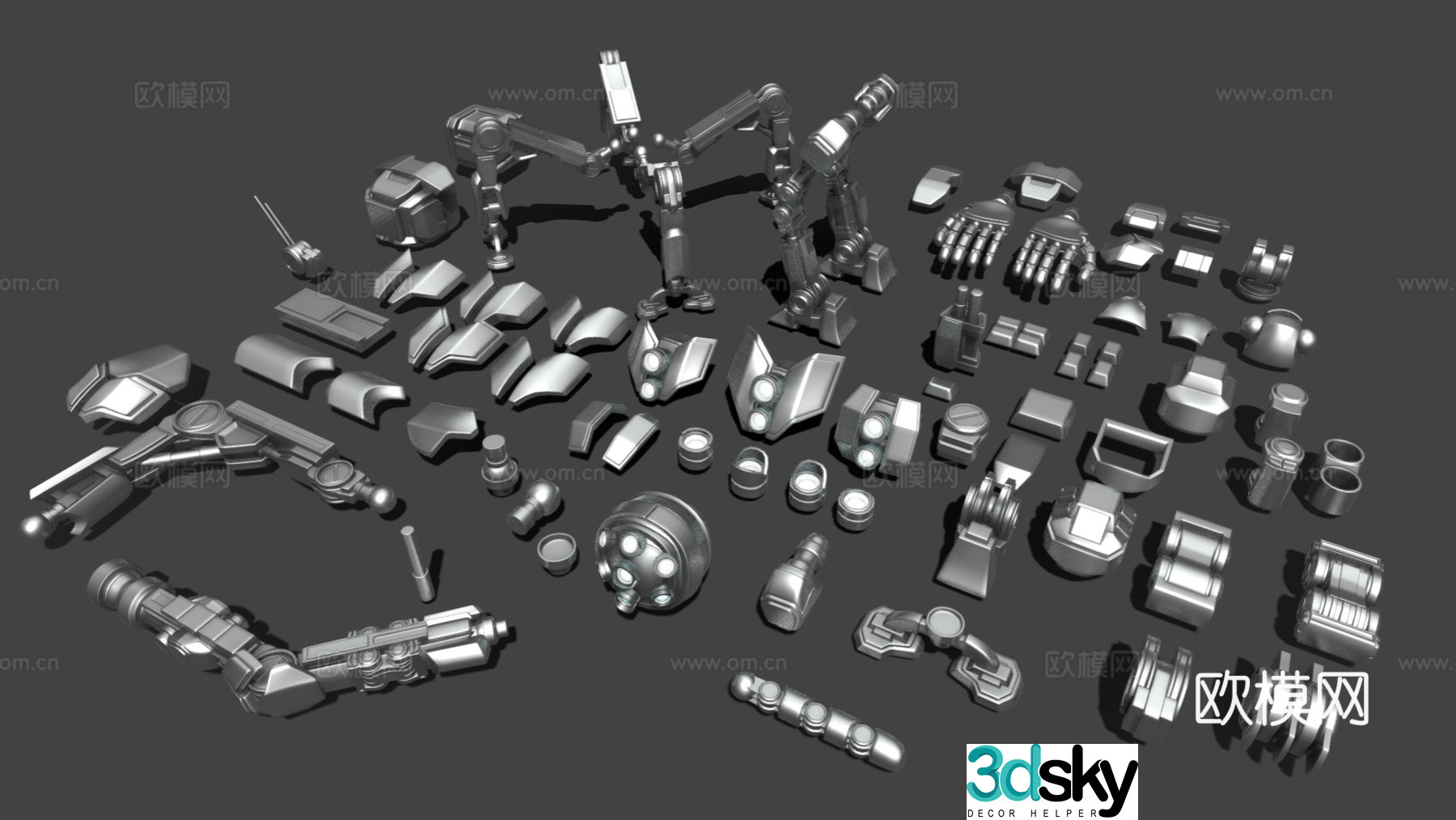 Modern parts, technological hardware, robot parts, robot parts, futuristic hardware 3D model