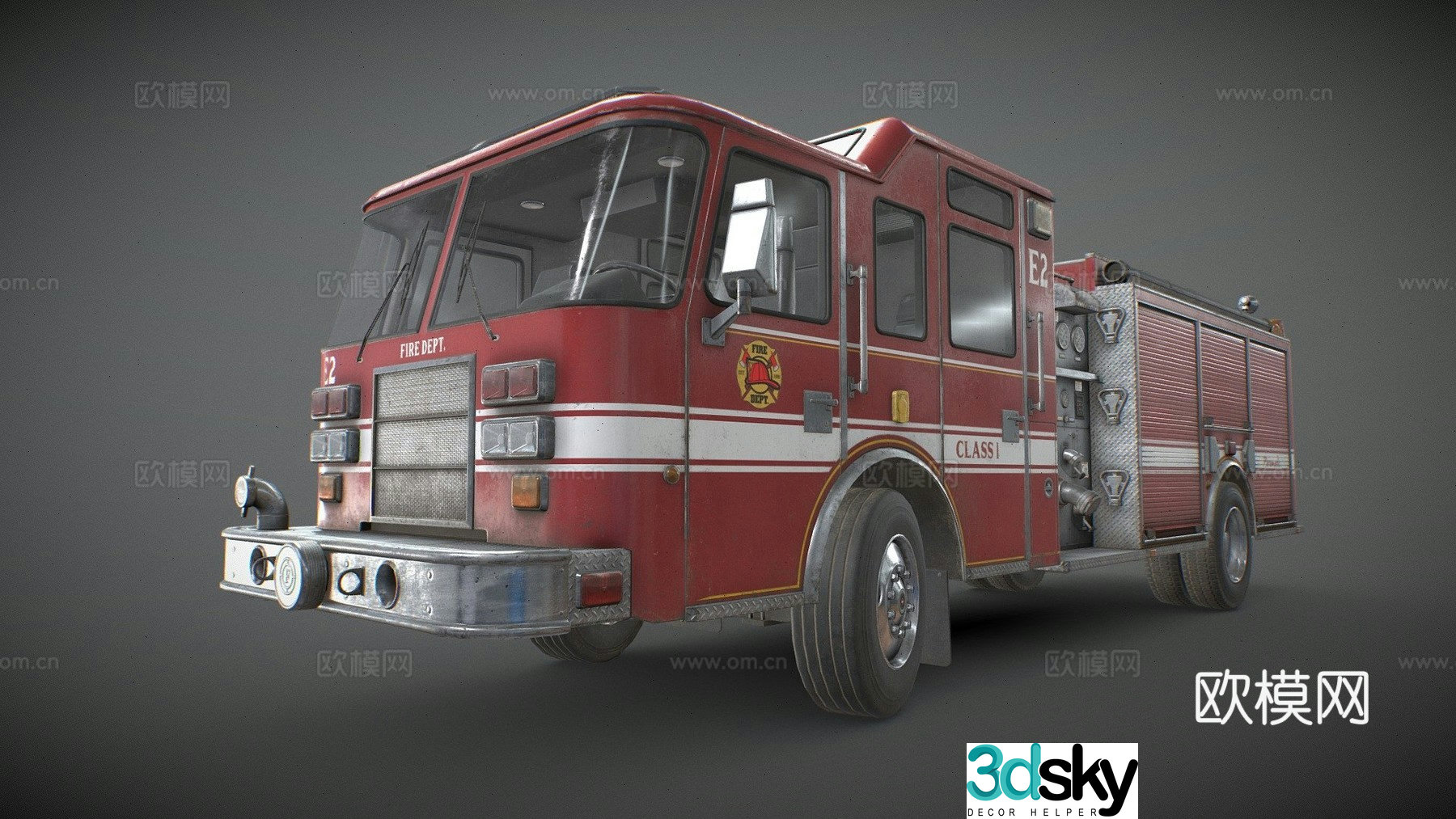 car fire truck 3d model