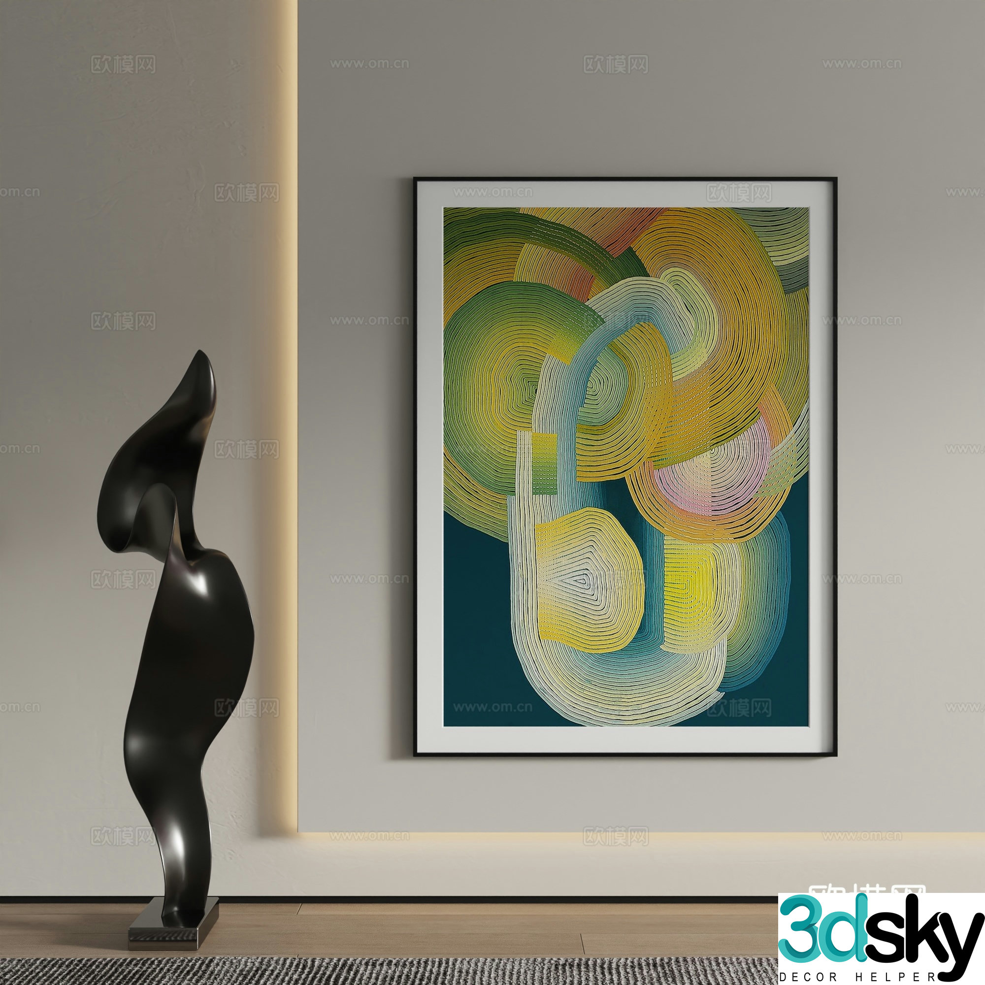 Texture painting decorative painting hanging painting 3d model