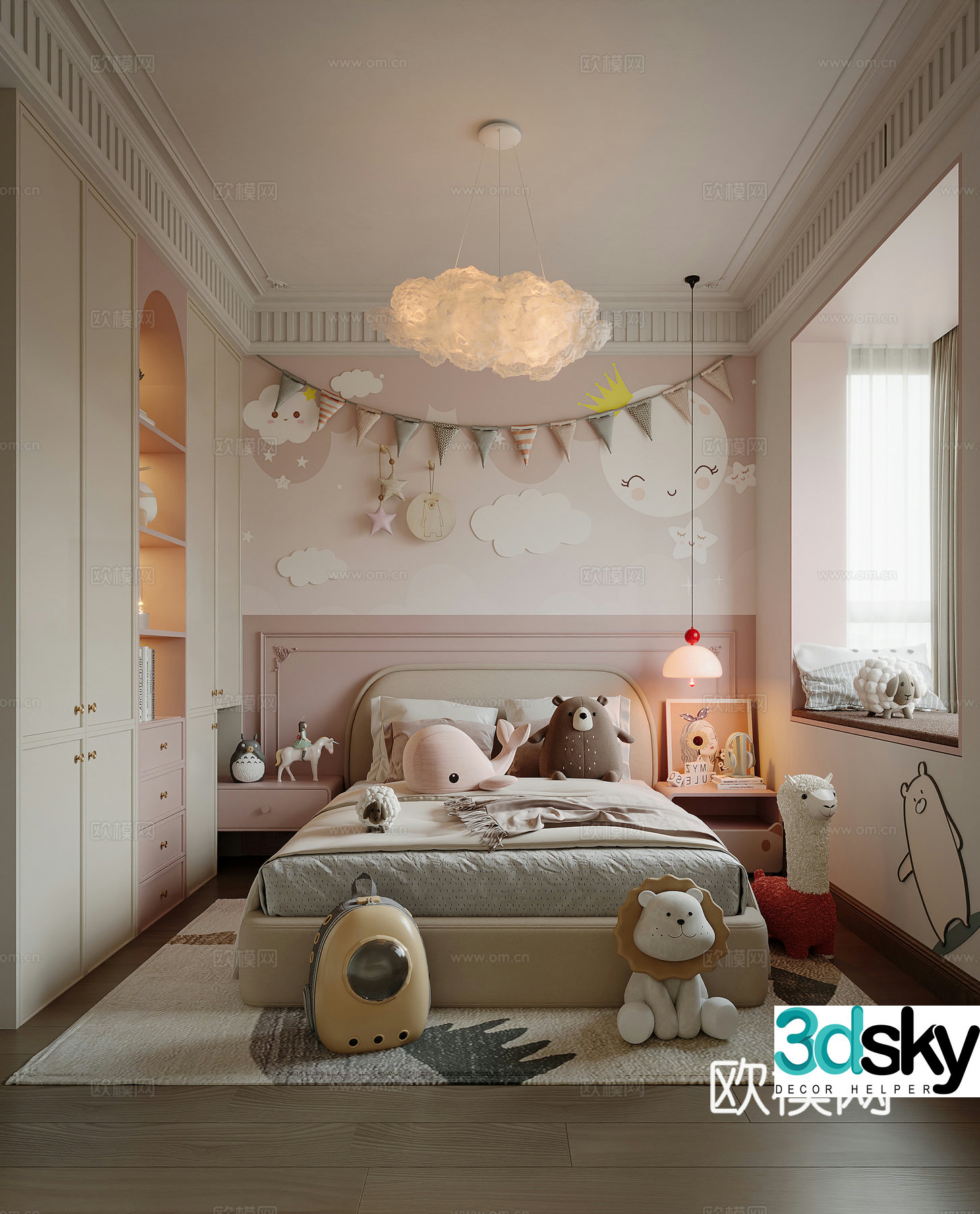French style children’s room girl’s room 3d model