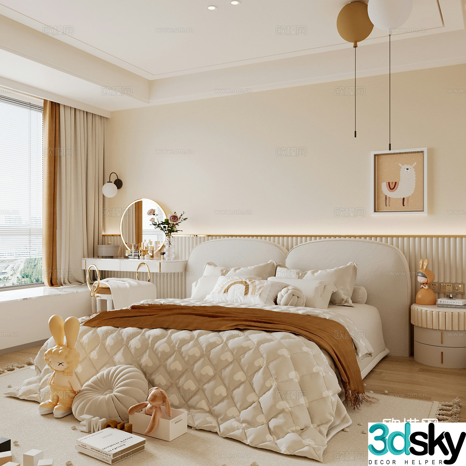 Cream style bedroom master bedroom 3d model