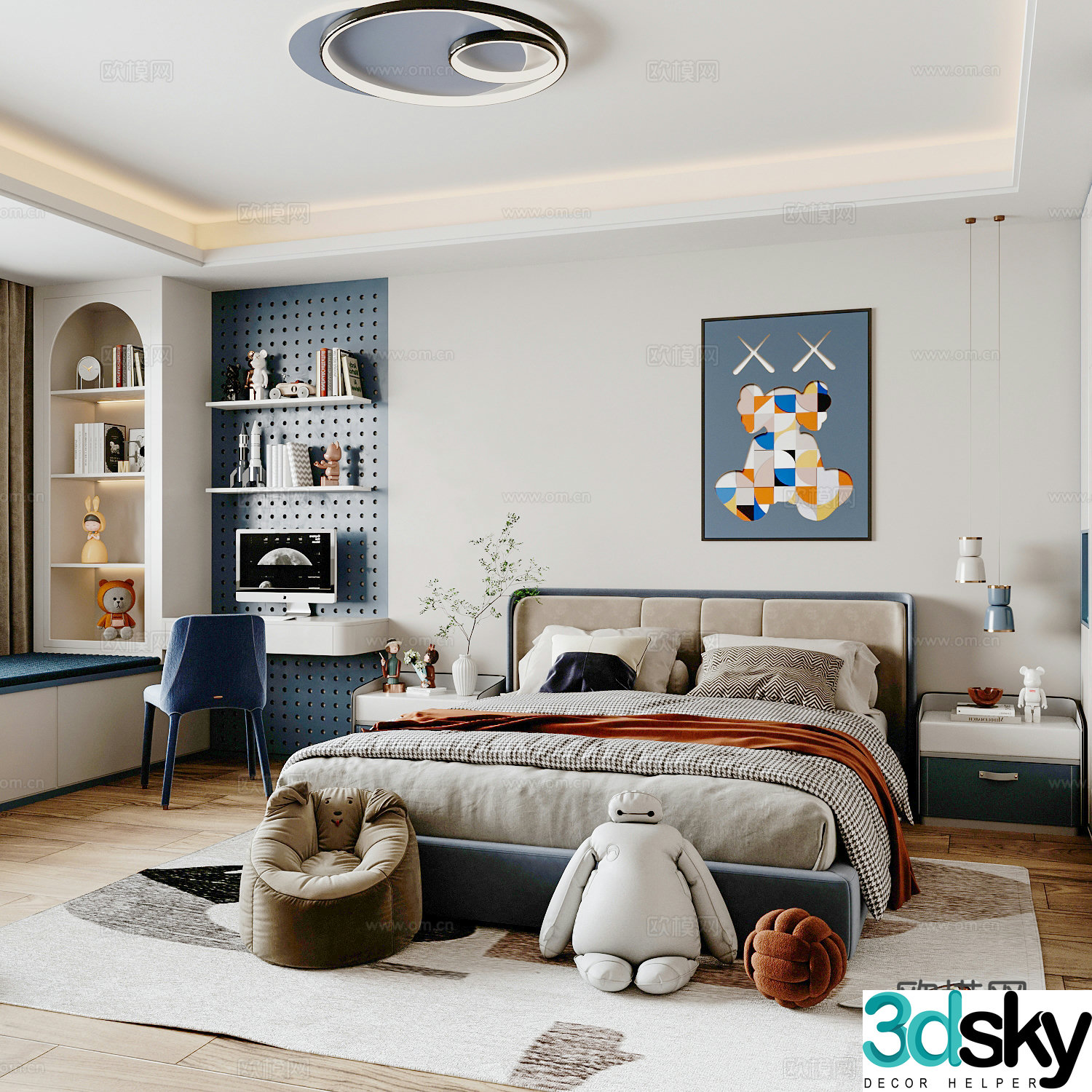 Modern children’s room boy’s room 3d model