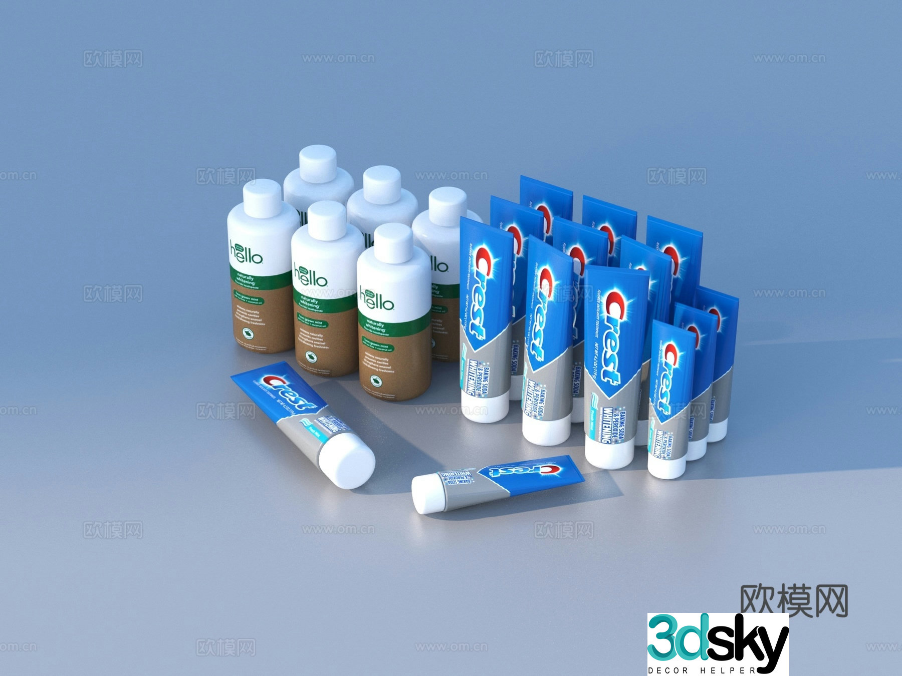 toothpaste cosmetics shampoo shower gel 3d model