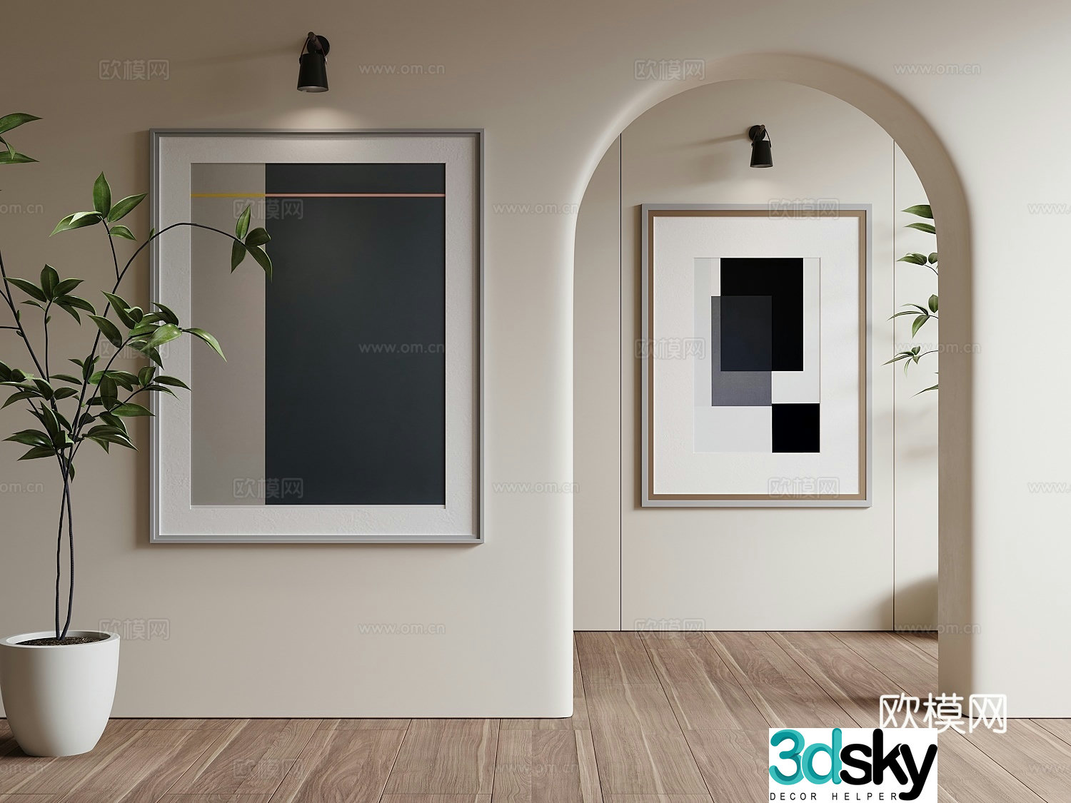 Modern hanging painting decorative painting 3d model