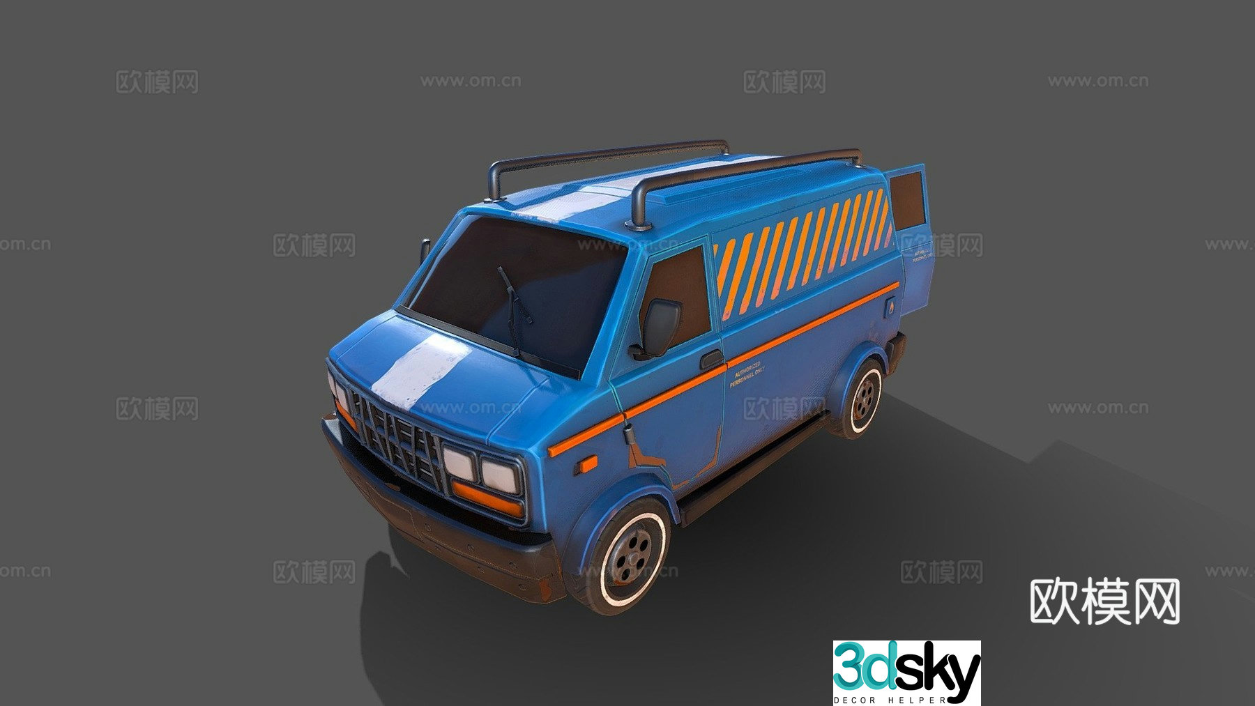 blue car truck 3d model