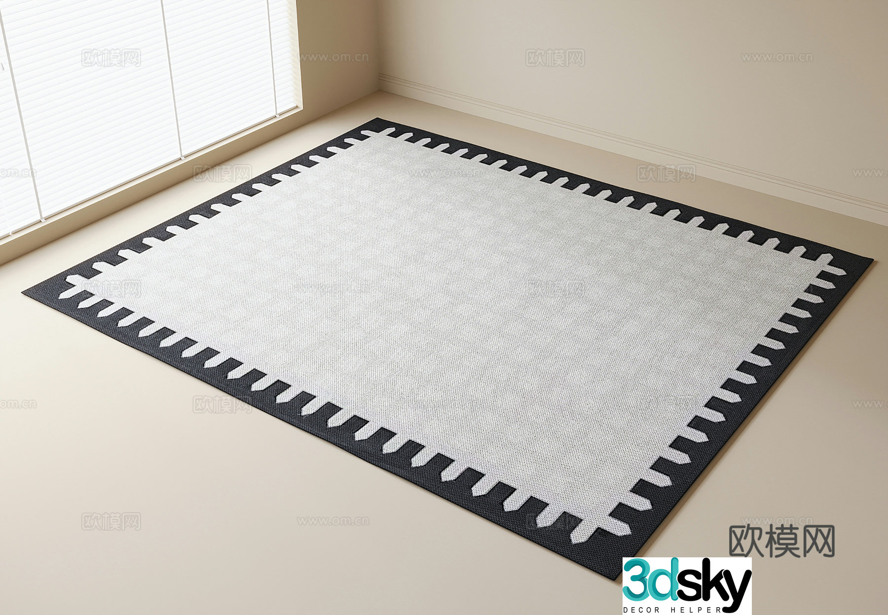 French black and white carpet square carpet 3d model