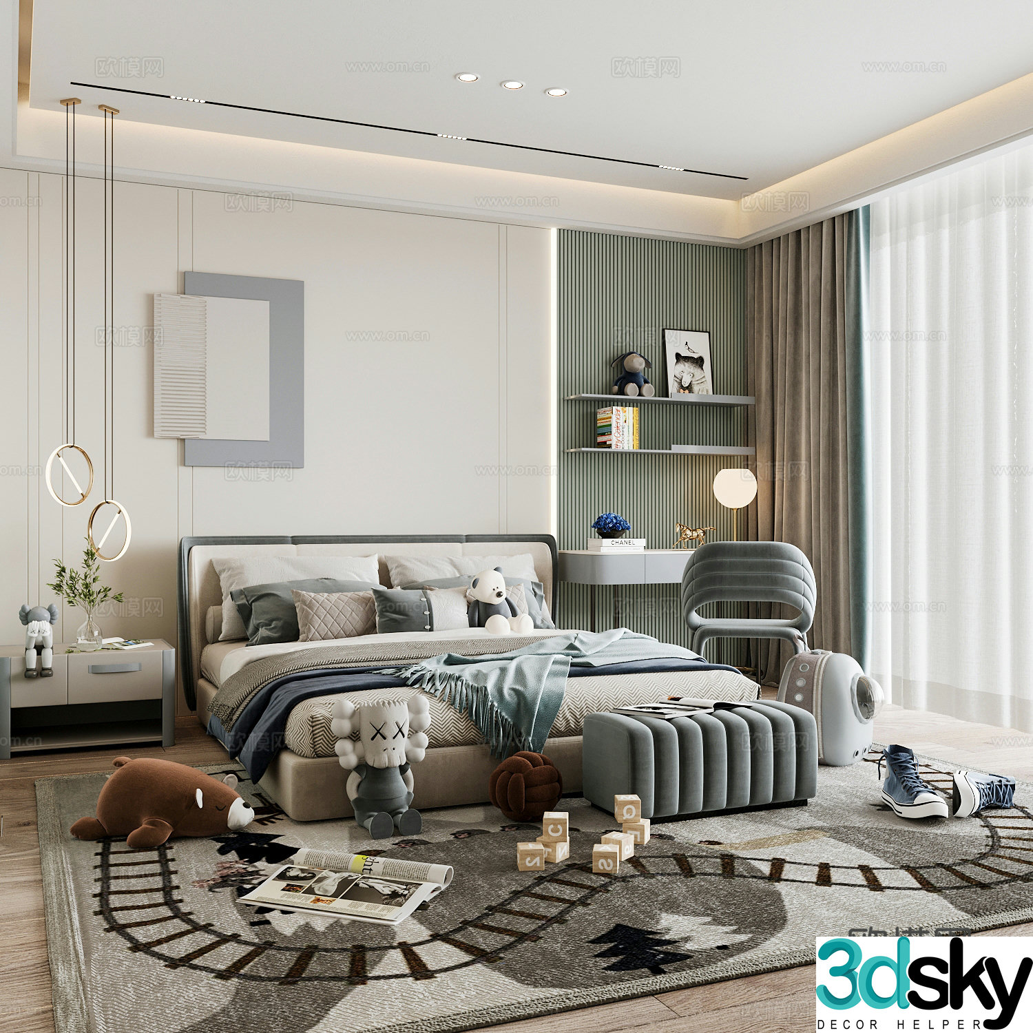 Modern children’s room boy’s room 3d model