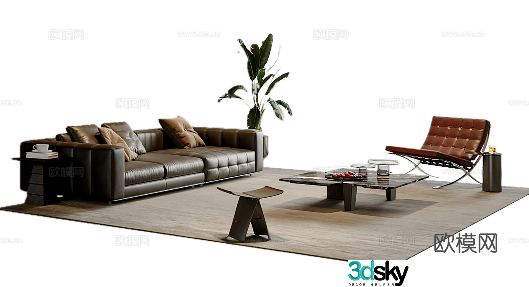 Italian sectional sofa 3d model