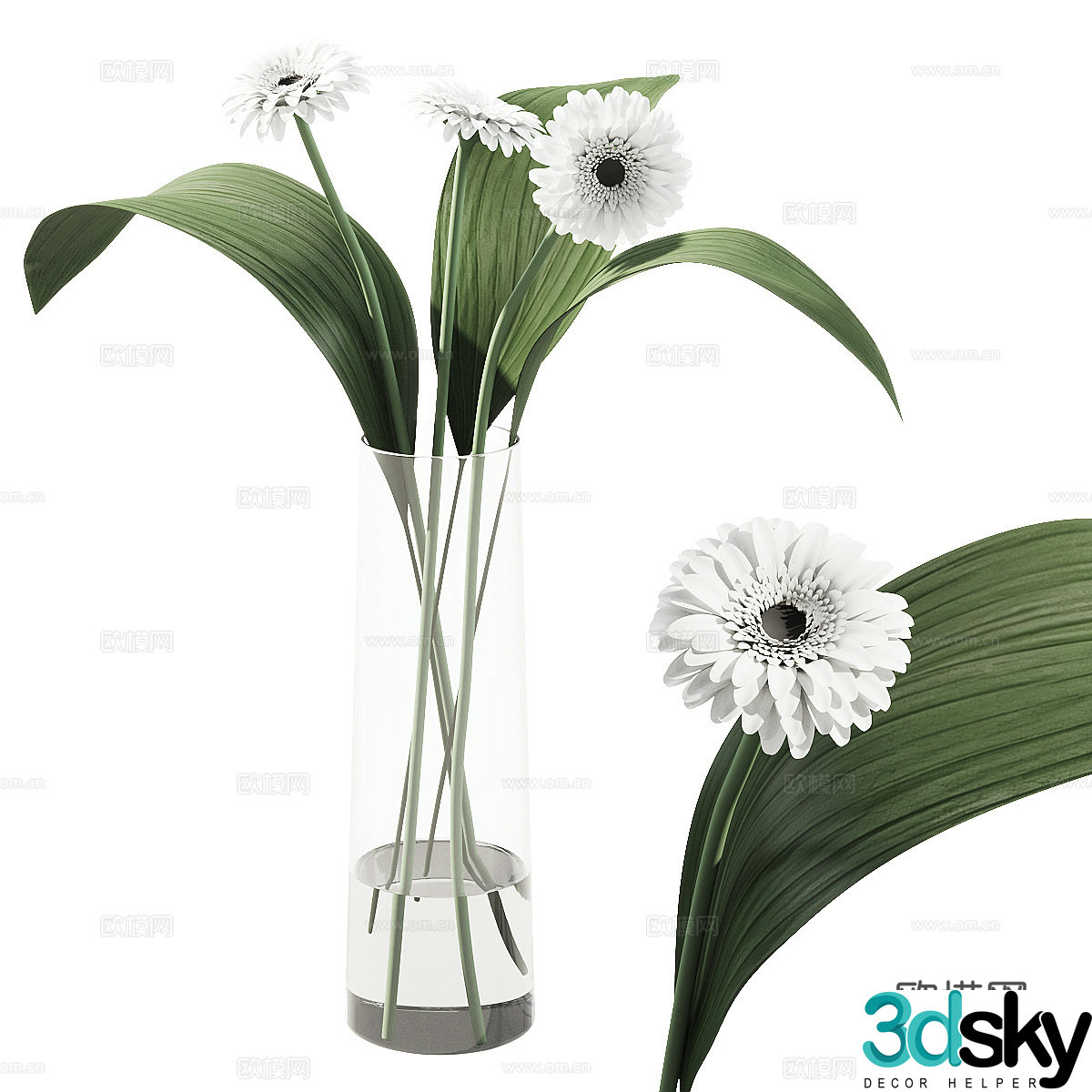 vase floral arrangement flower arrangement 3d model