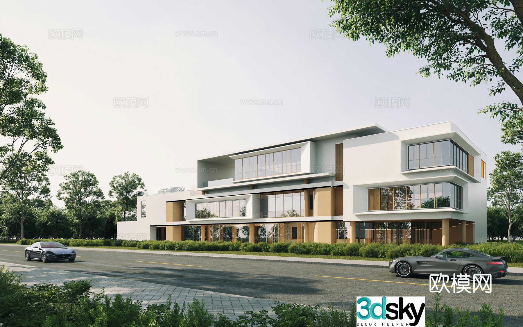Modern villa exterior 3d model