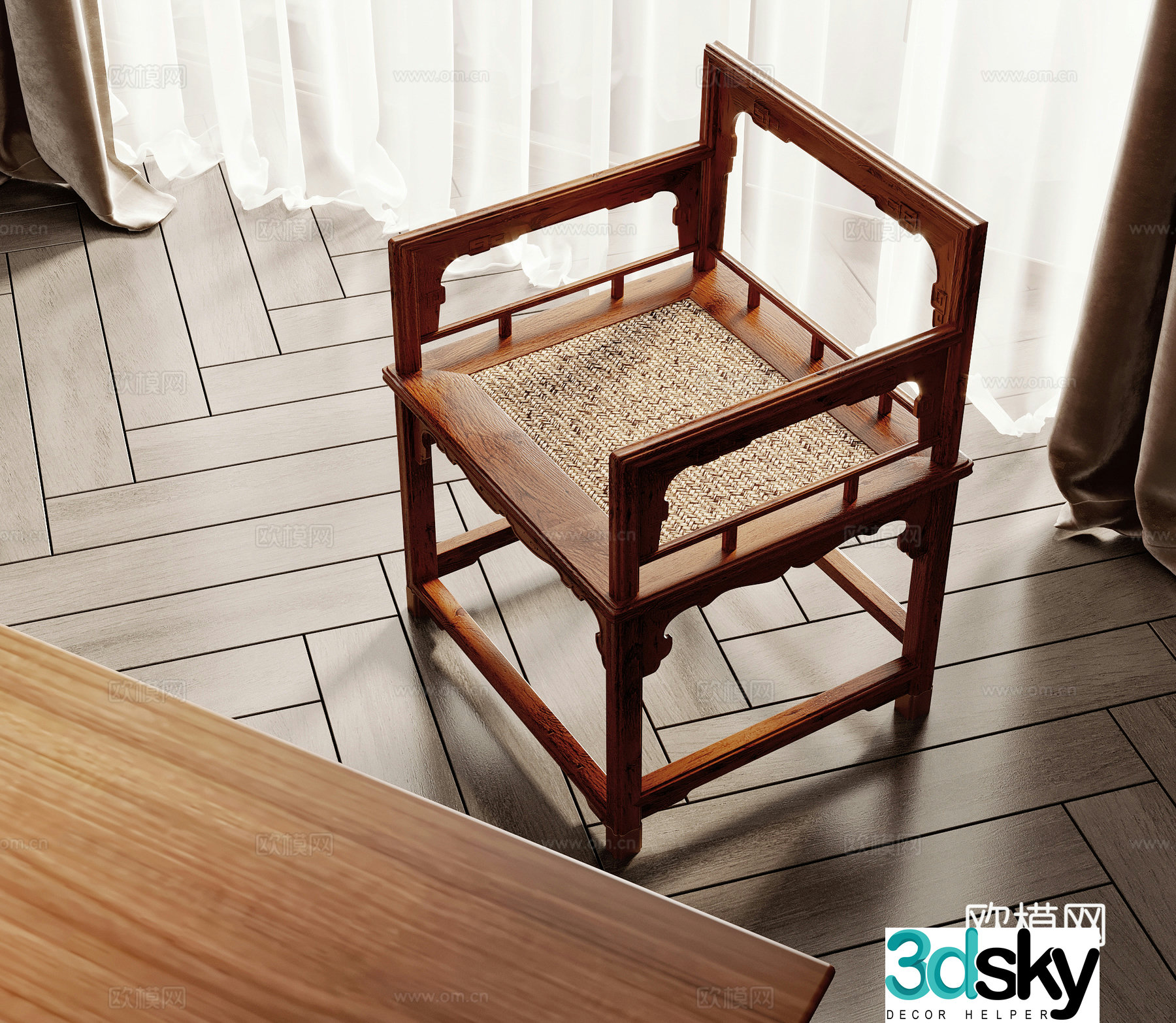 New Chinese style chair dining chair 3d model