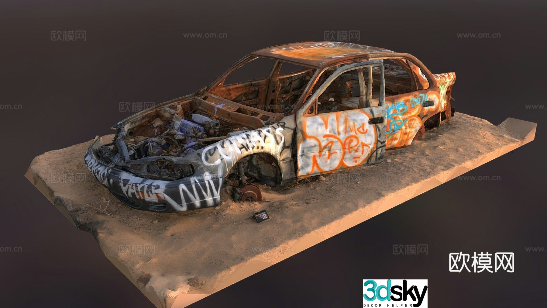 Destroyed graffiti car 3d model