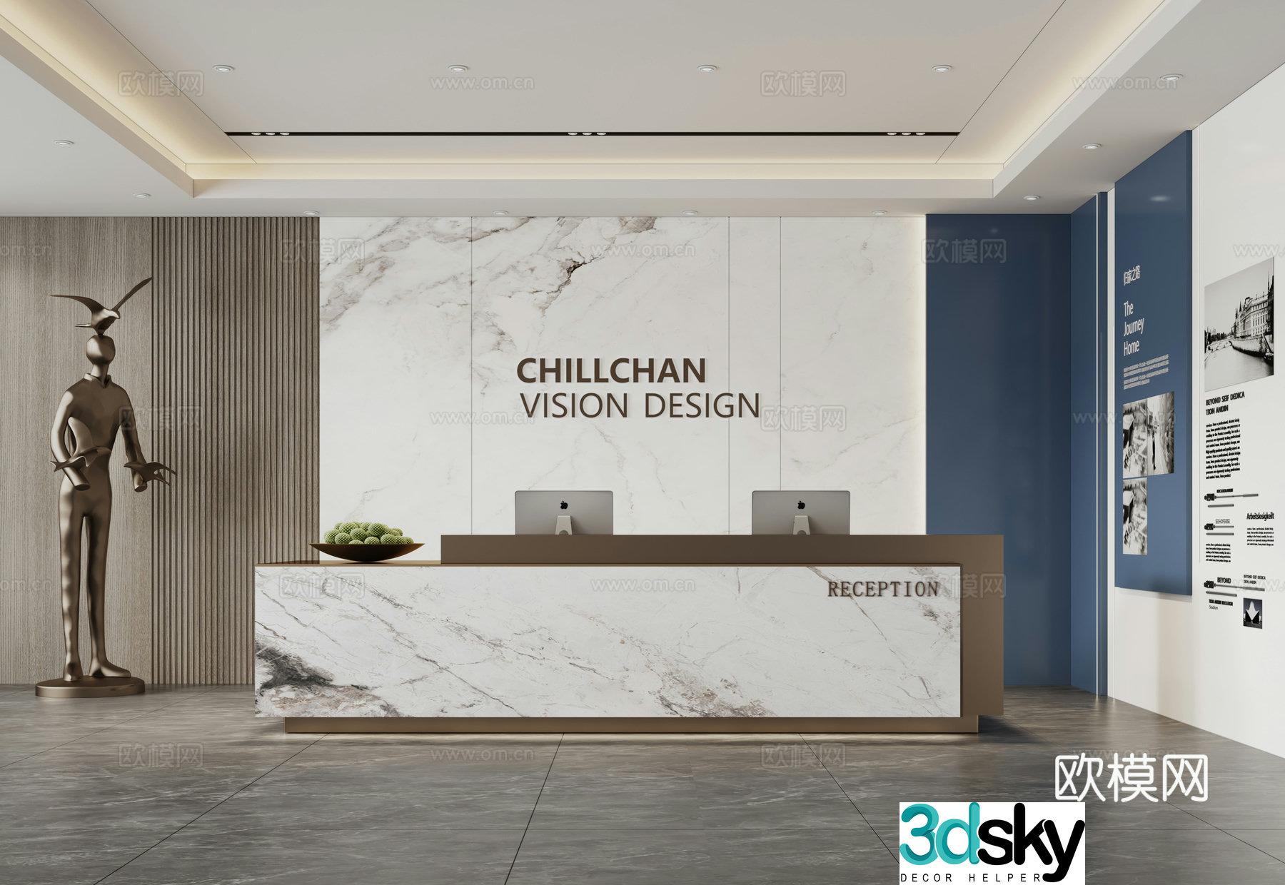 Company front desk reception 3d model