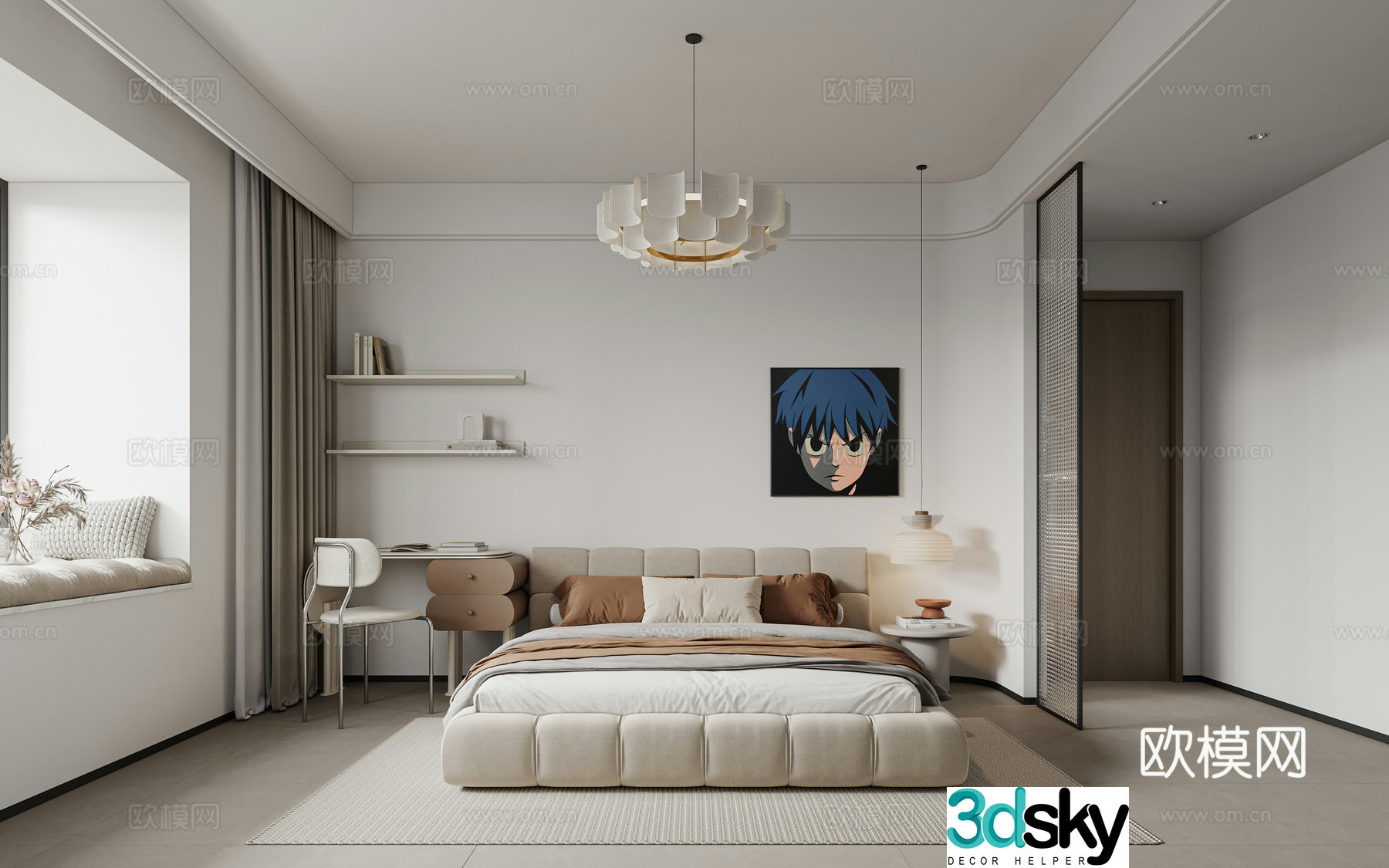 Modern bedroom master bedroom 3d model