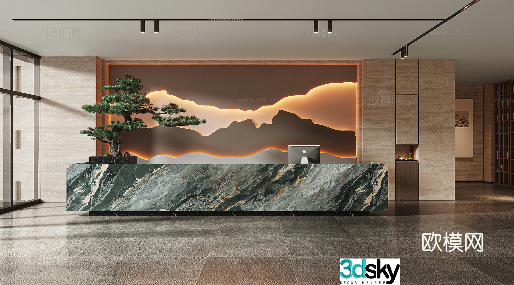 New Chinese style front lobby 3D model
