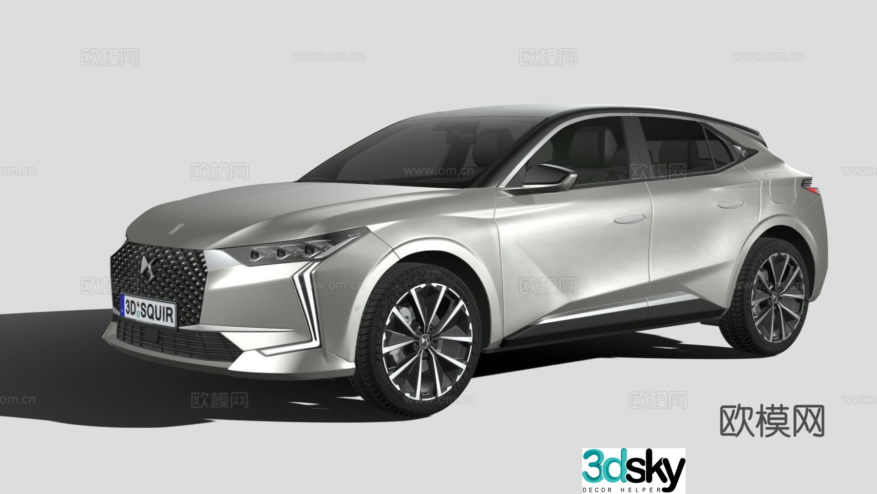 silver car sedan 3d model