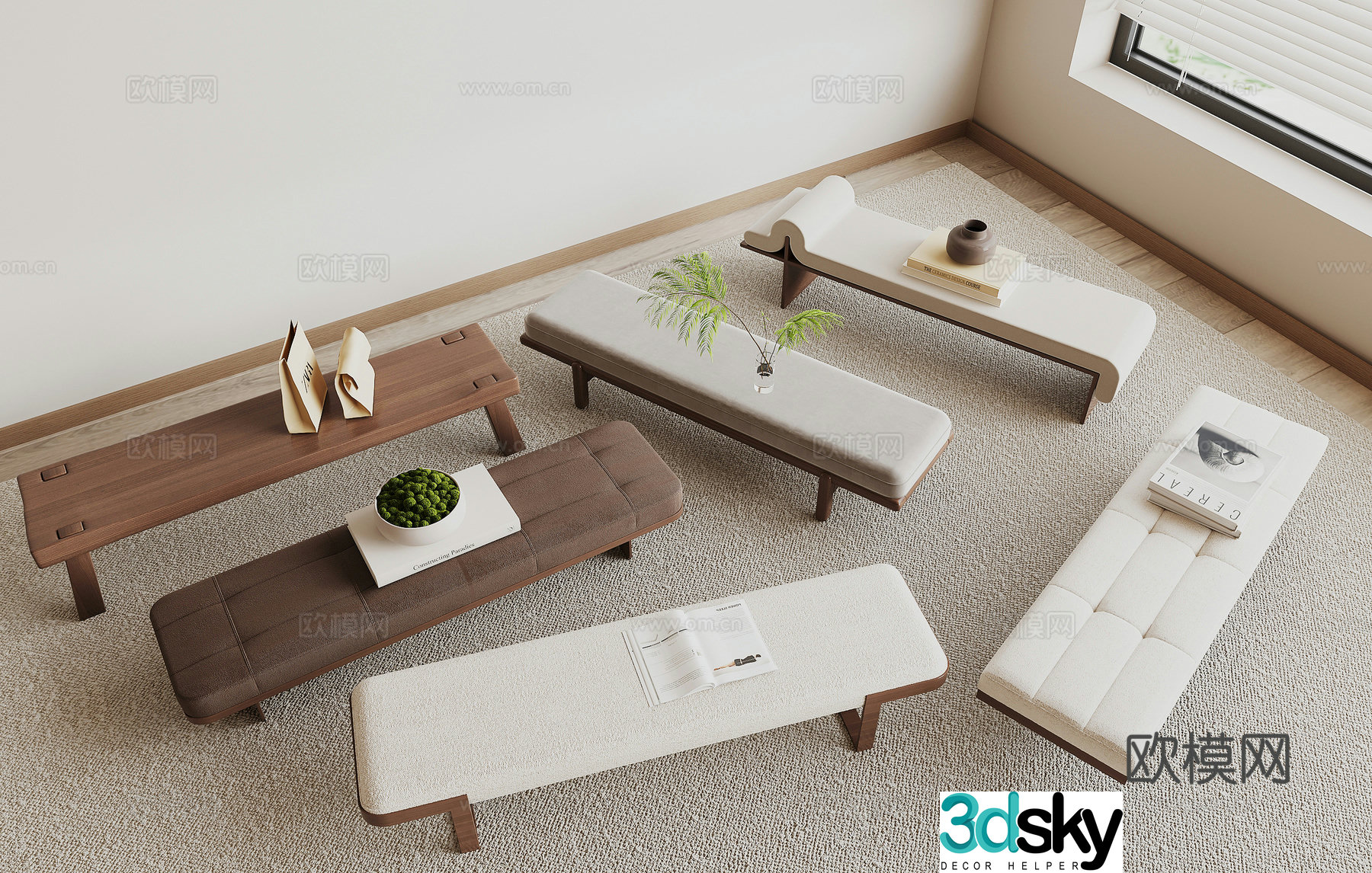 modern stool bench 3d model