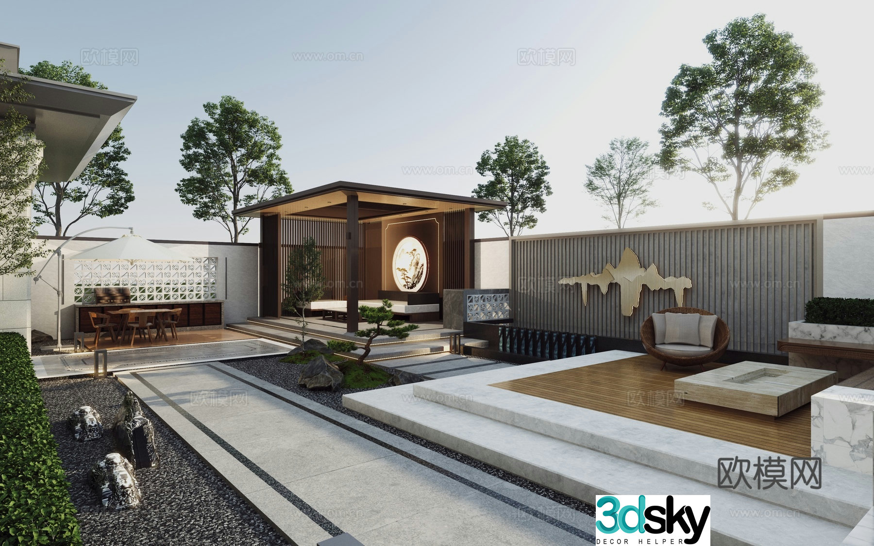 Modern courtyard landscape 3d model