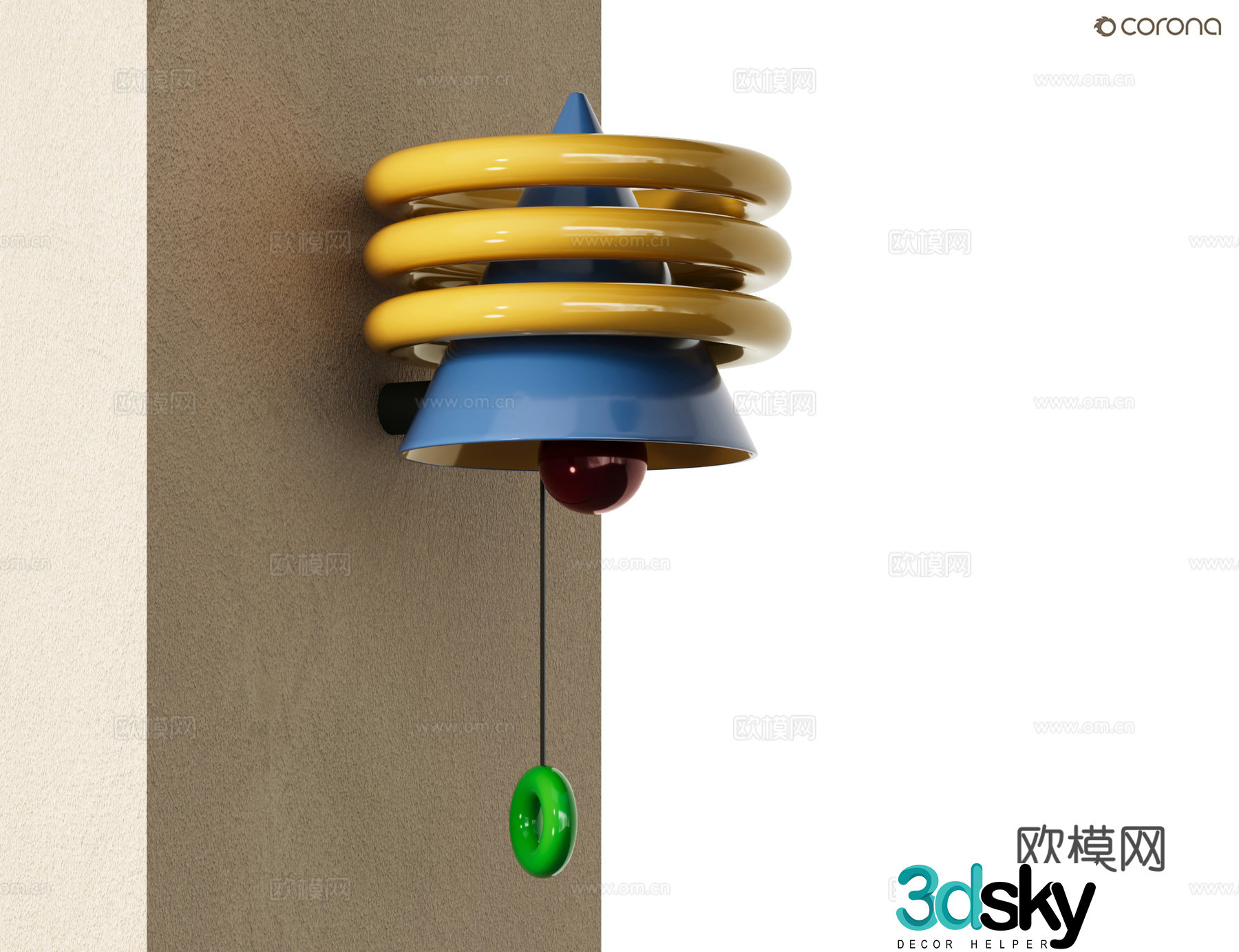 Memphis style wall lamp bedside wall lamp 3d model