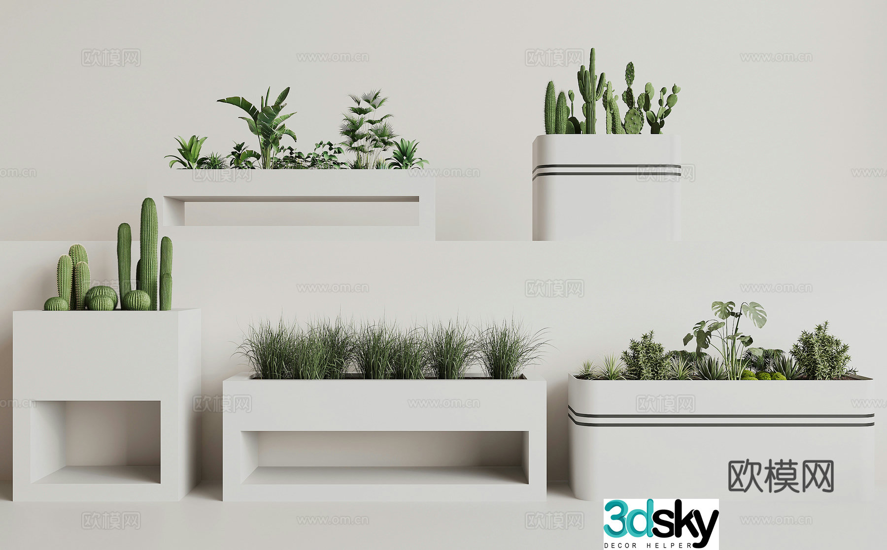 Modern flower box flower bed 3d model