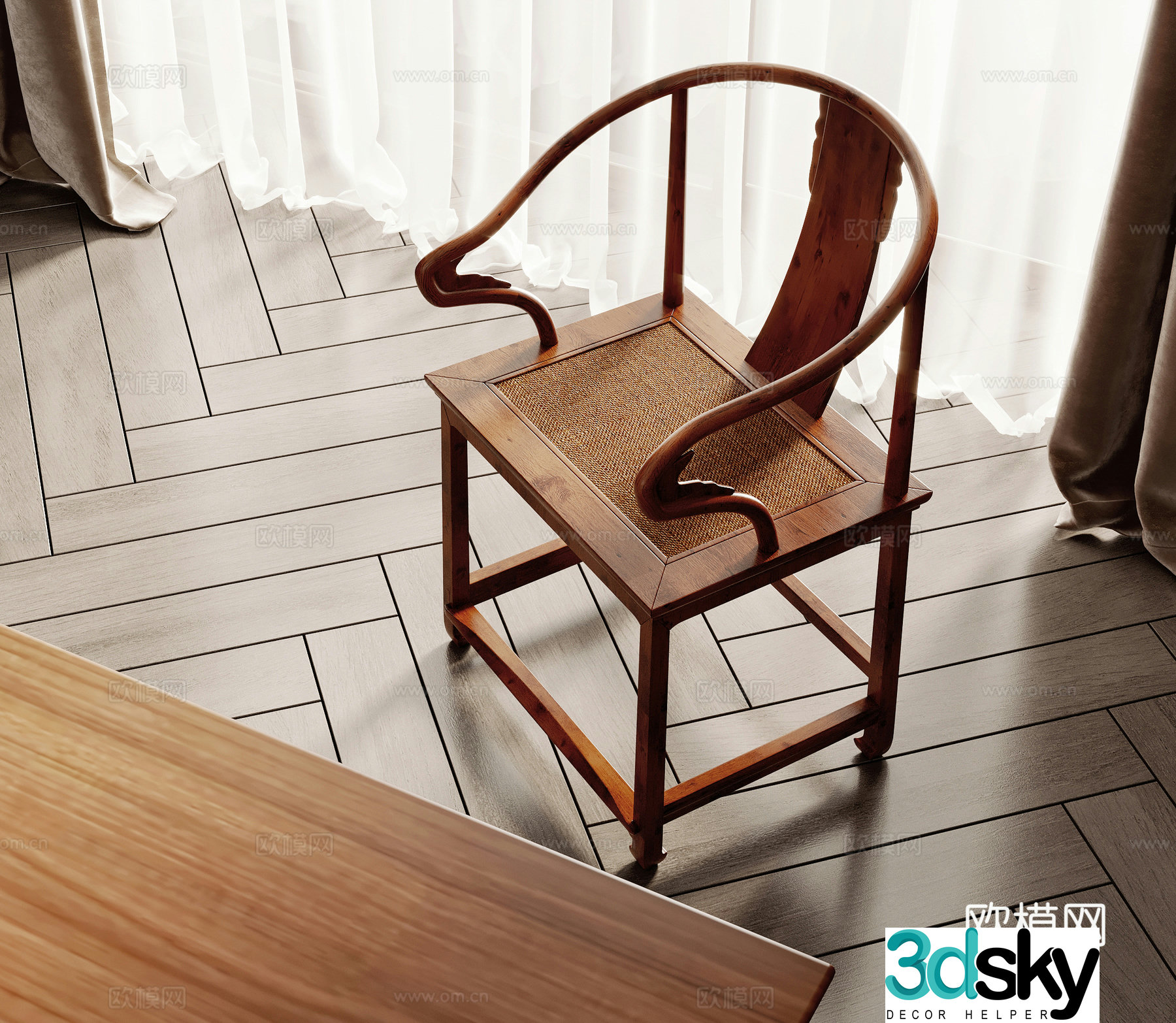 New Chinese style single chair armchair 3d model