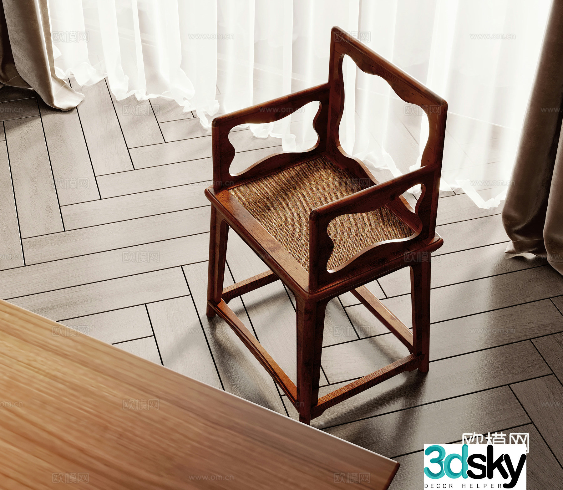 New Chinese style chair dining chair 3d model