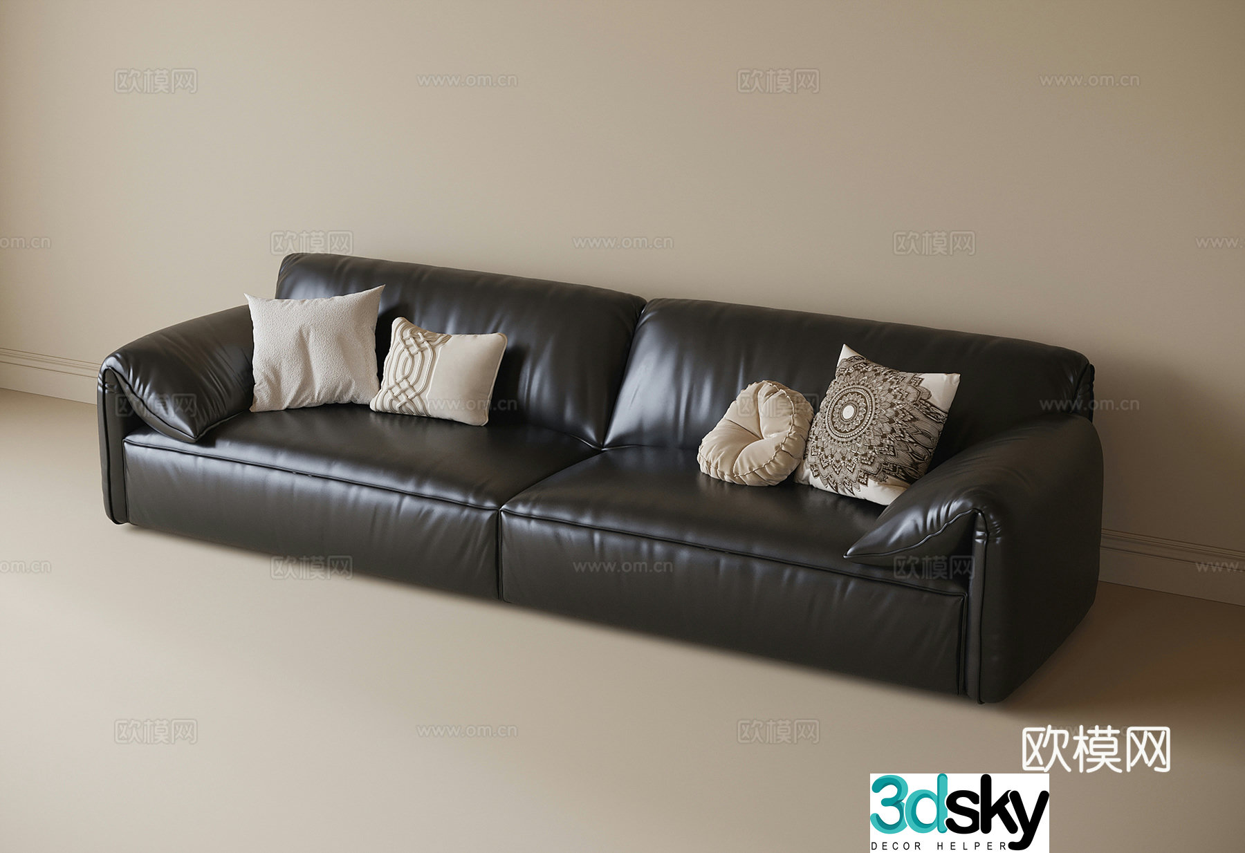 Double sofa leather sofa 3d model