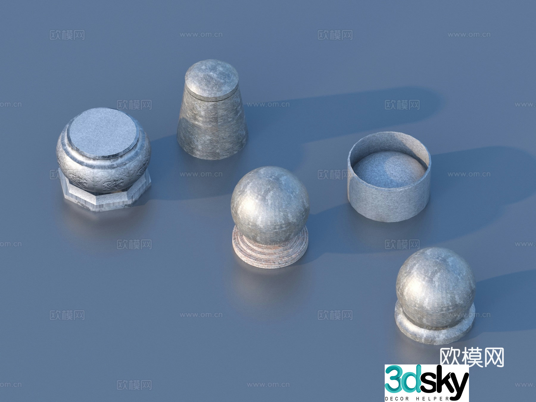 Car blocking stone stone pier 3D model