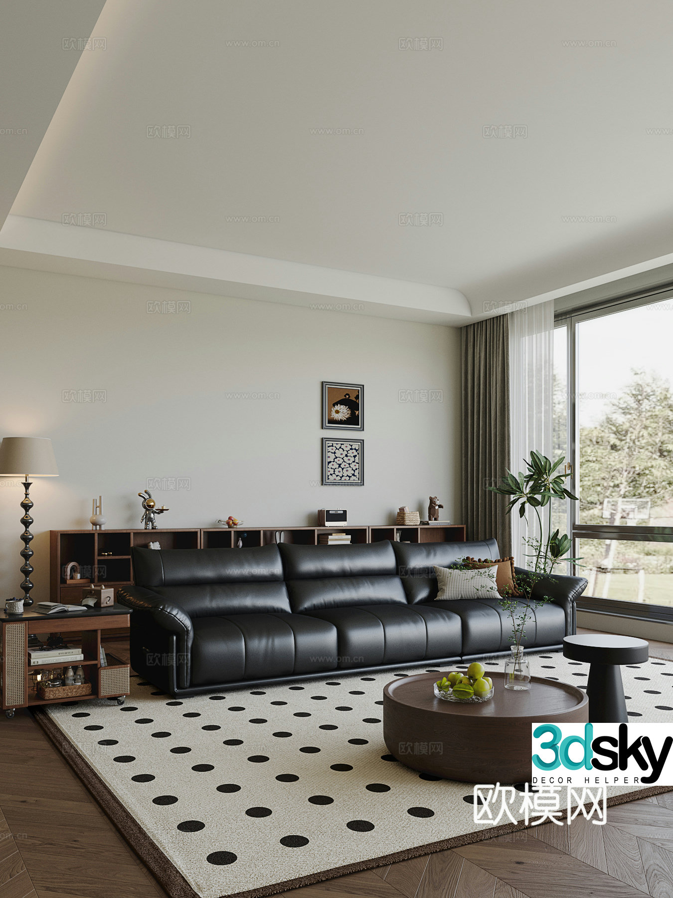 Three seater sofa leather sofa 3d model
