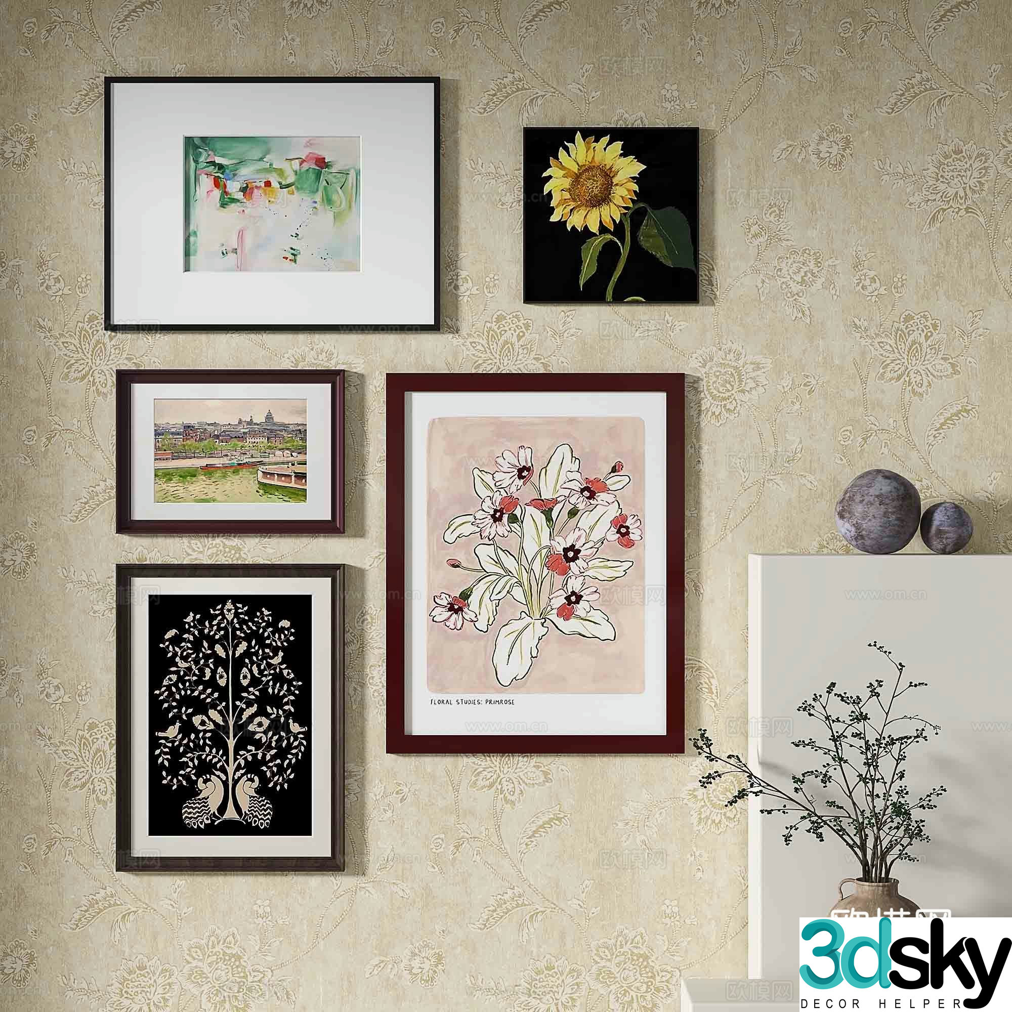 Modern abstract painting decorative painting 3d model