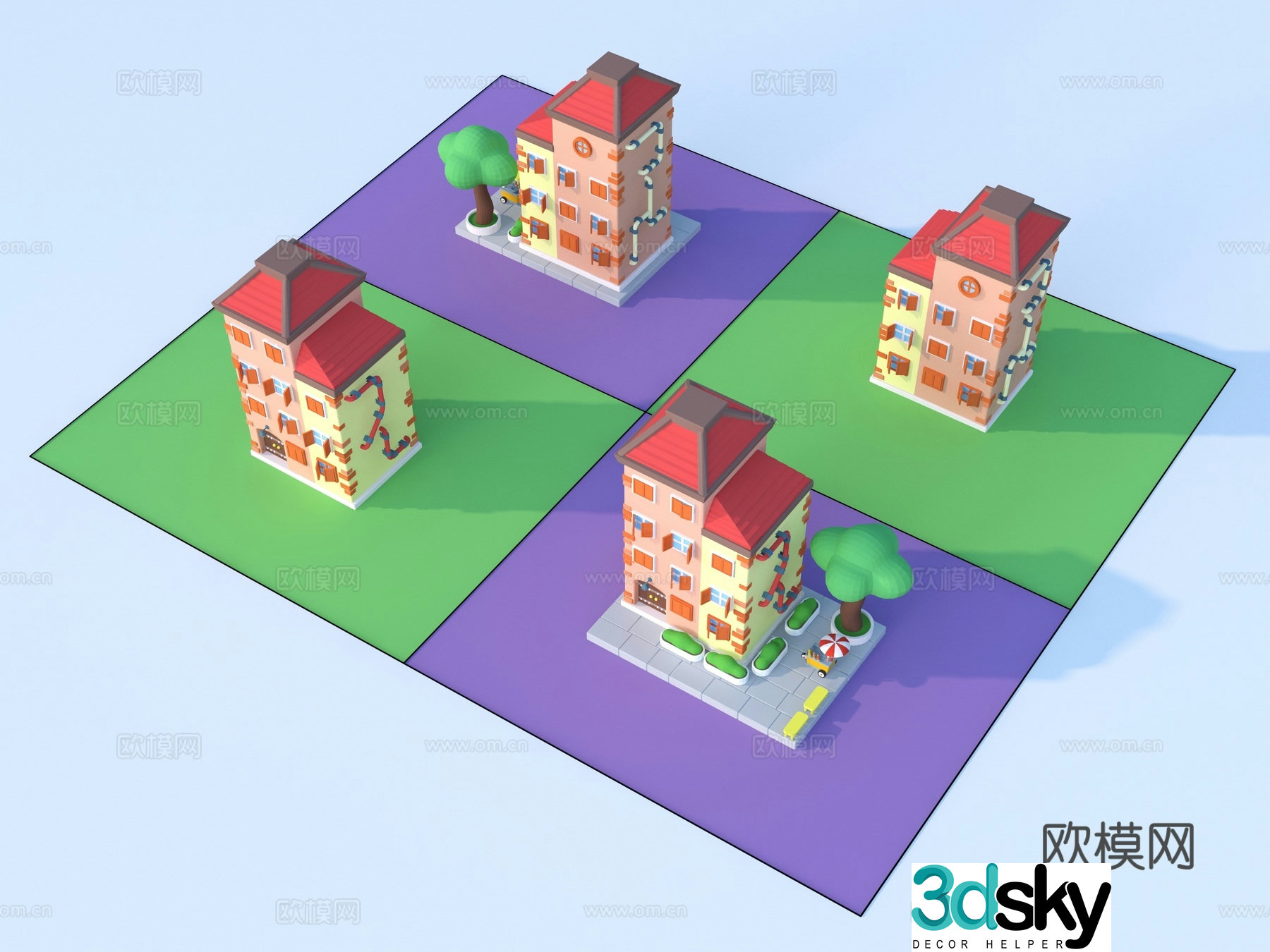 Cartoon toys architectural sketch 3d model