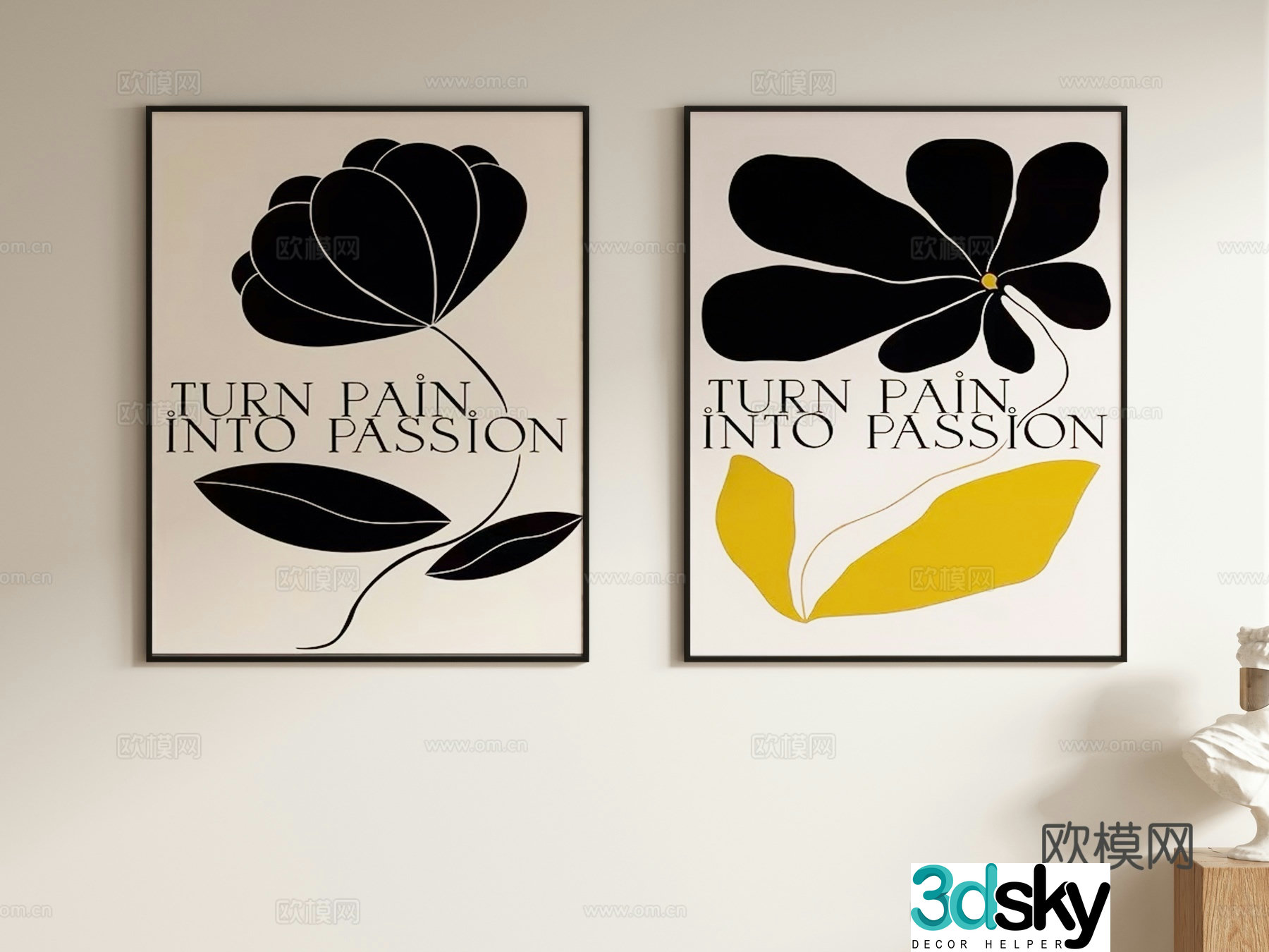 Modern art hanging painting decorative painting 3d model