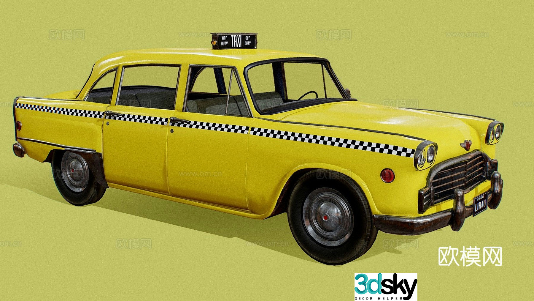 american taxi car 3d model