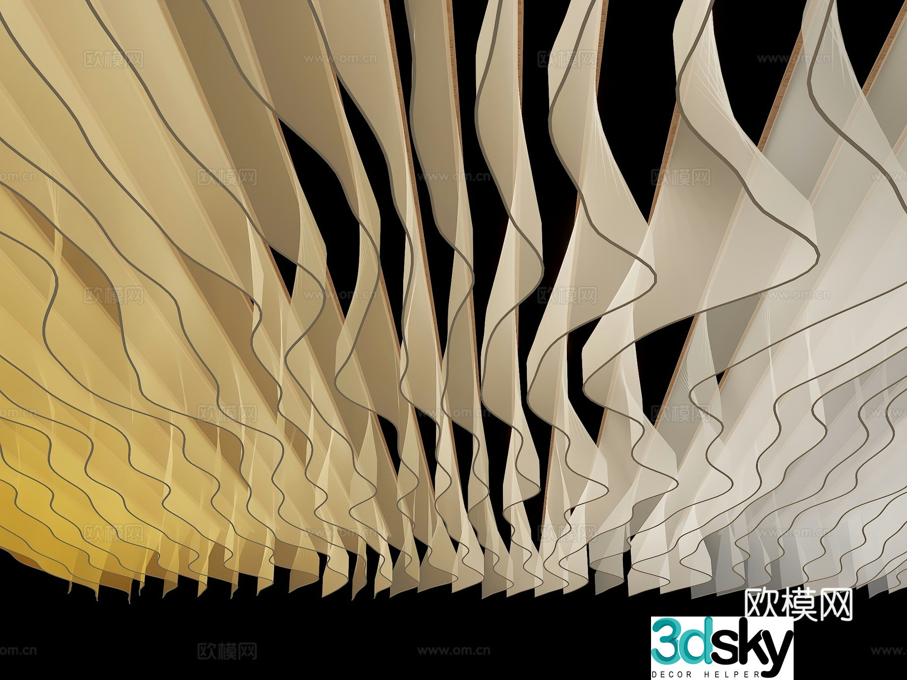 Special-shaped ceiling grille ceiling decorative ceiling 3D model