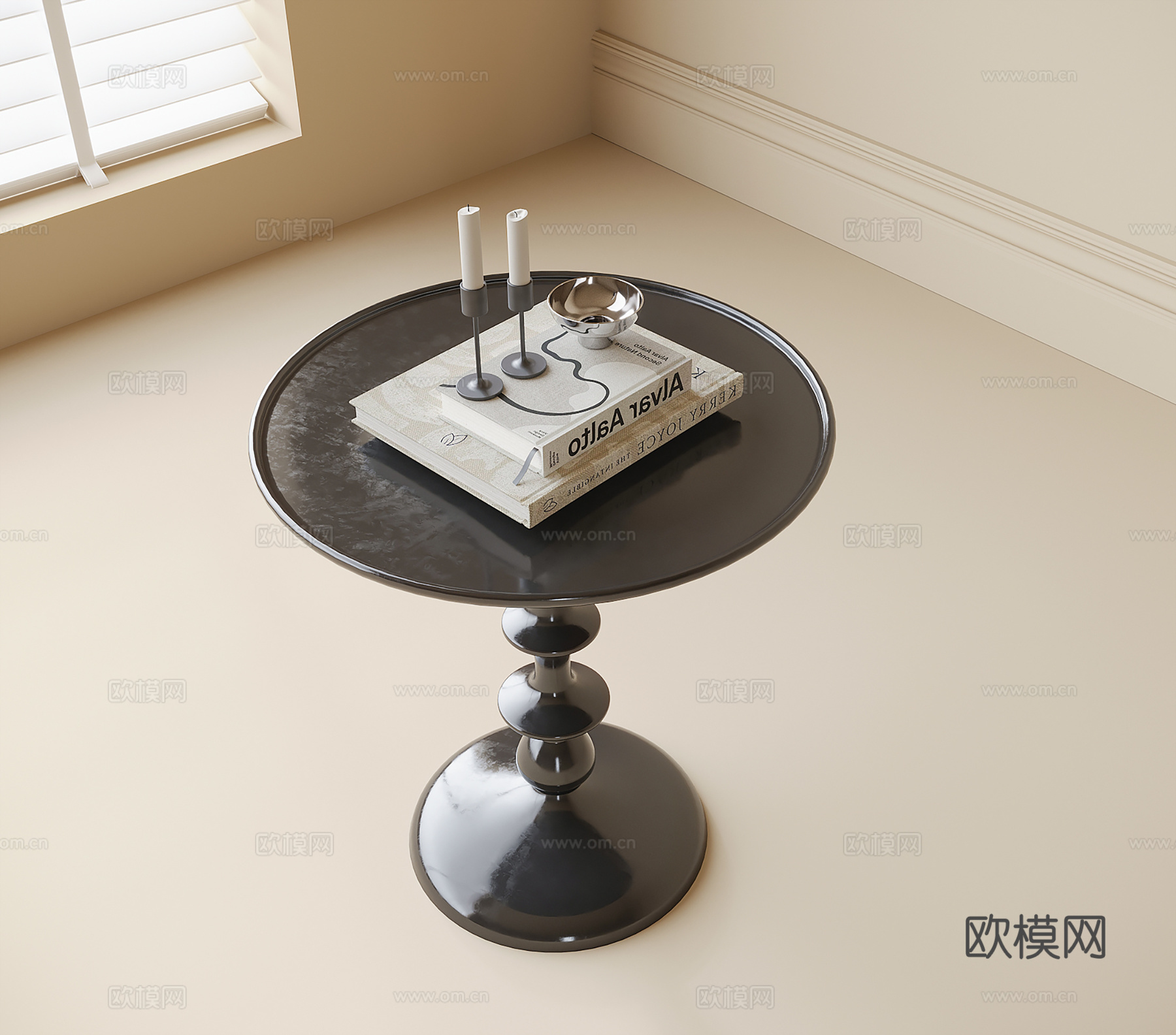 French side table corner table round table 3D model