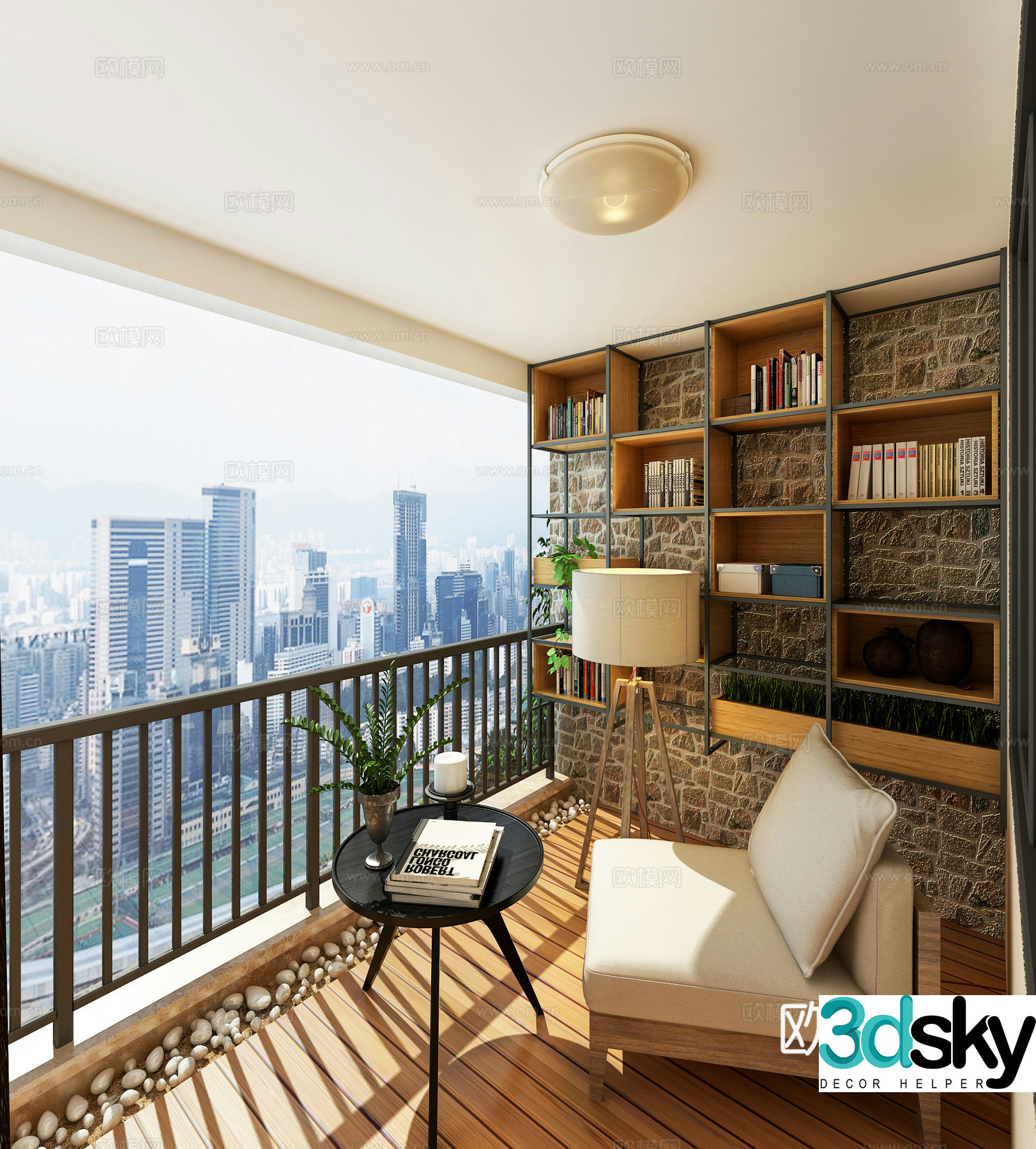 Living balcony leisure balcony 3d model