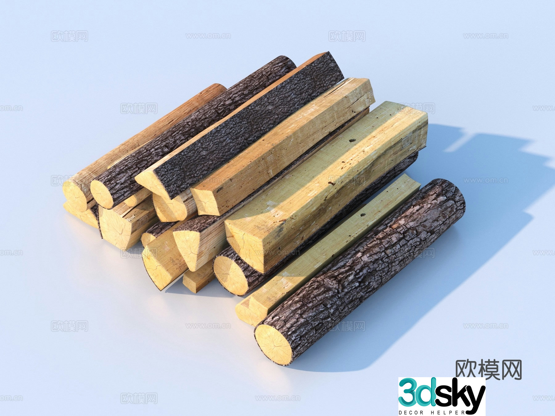 wood plank wood firewood wood pile 3d model