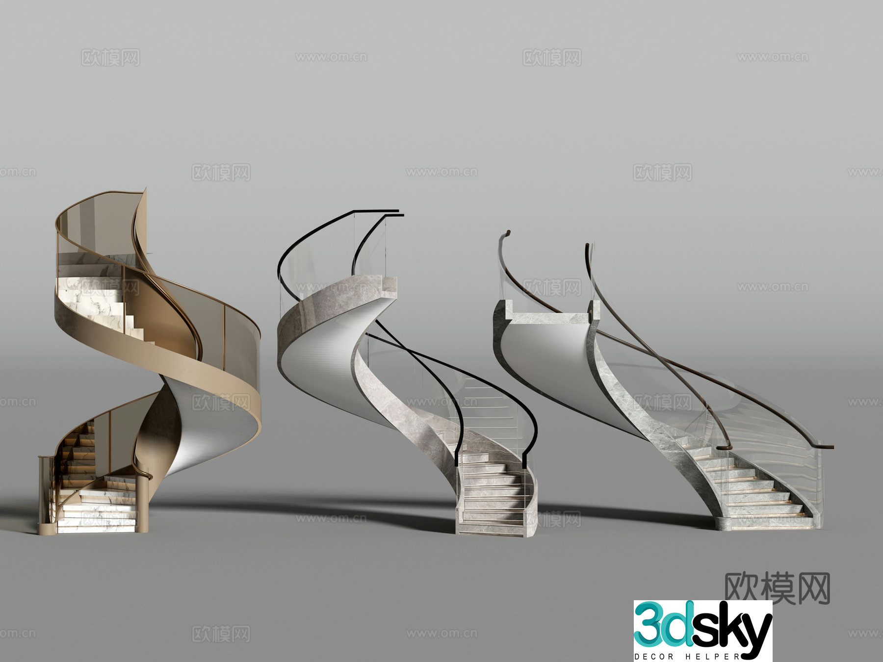 spiral staircase handrail staircase 3d model