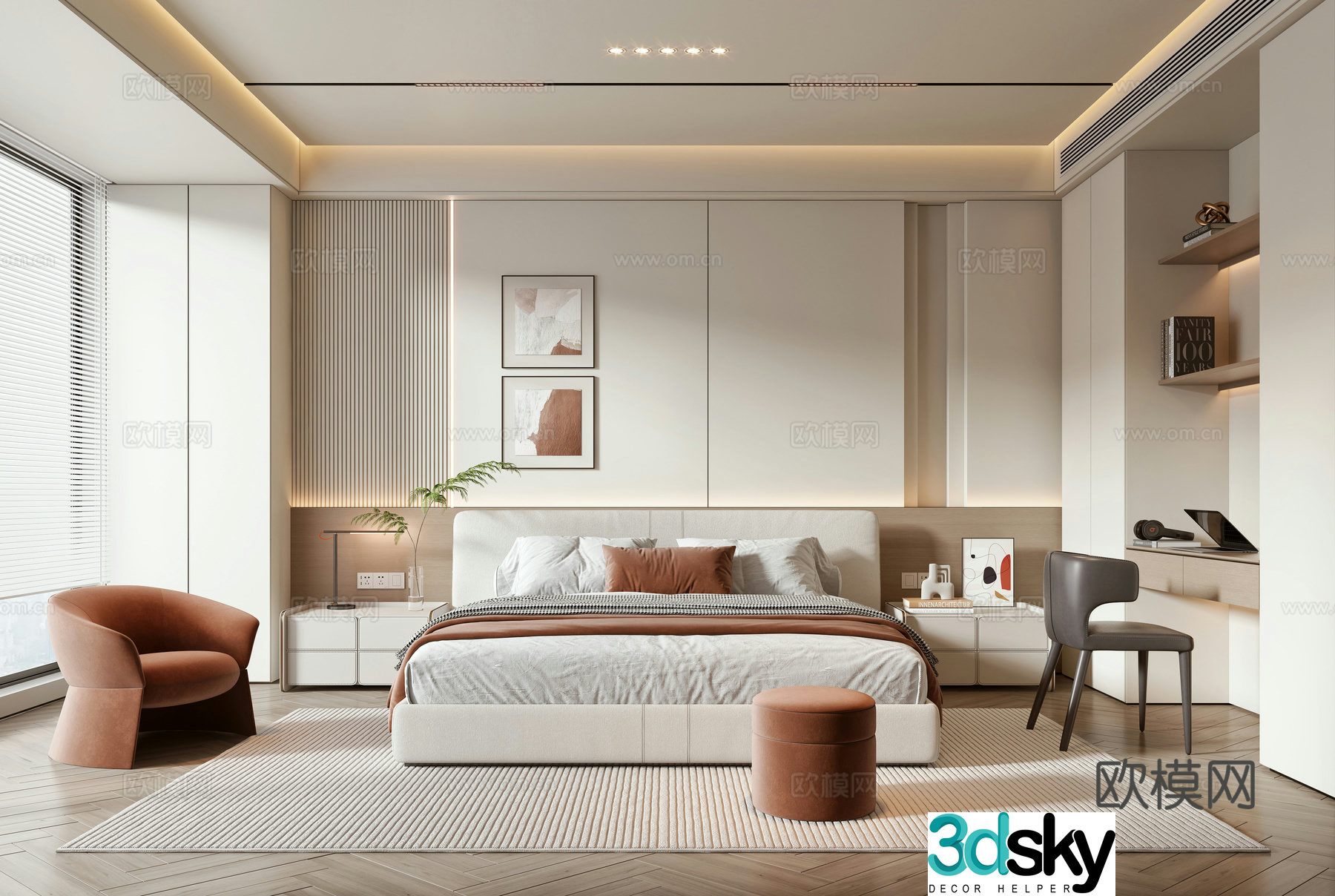 Modern bedroom master bedroom 3d model