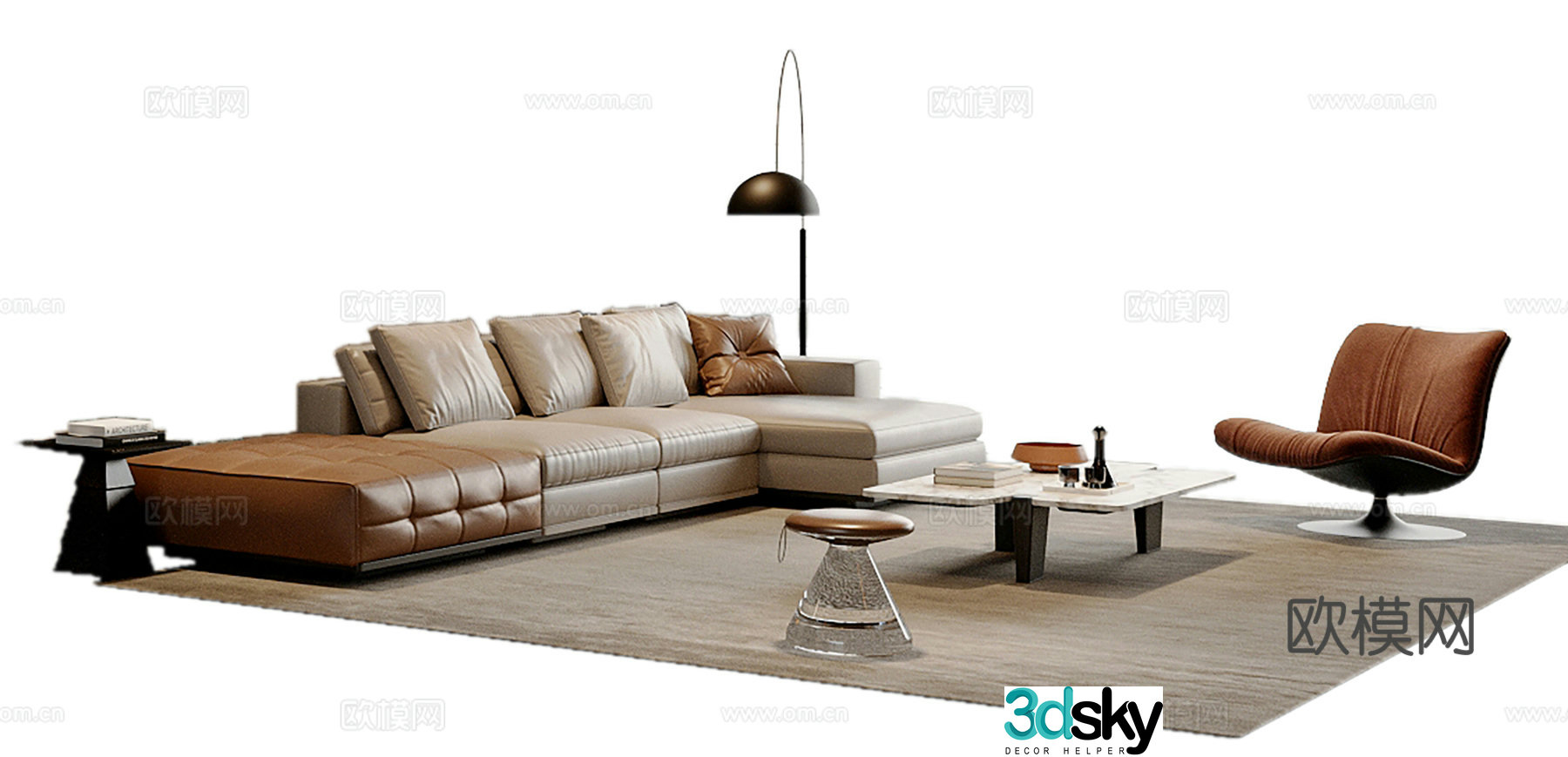 Italian style modular sofa corner sofa 3d model