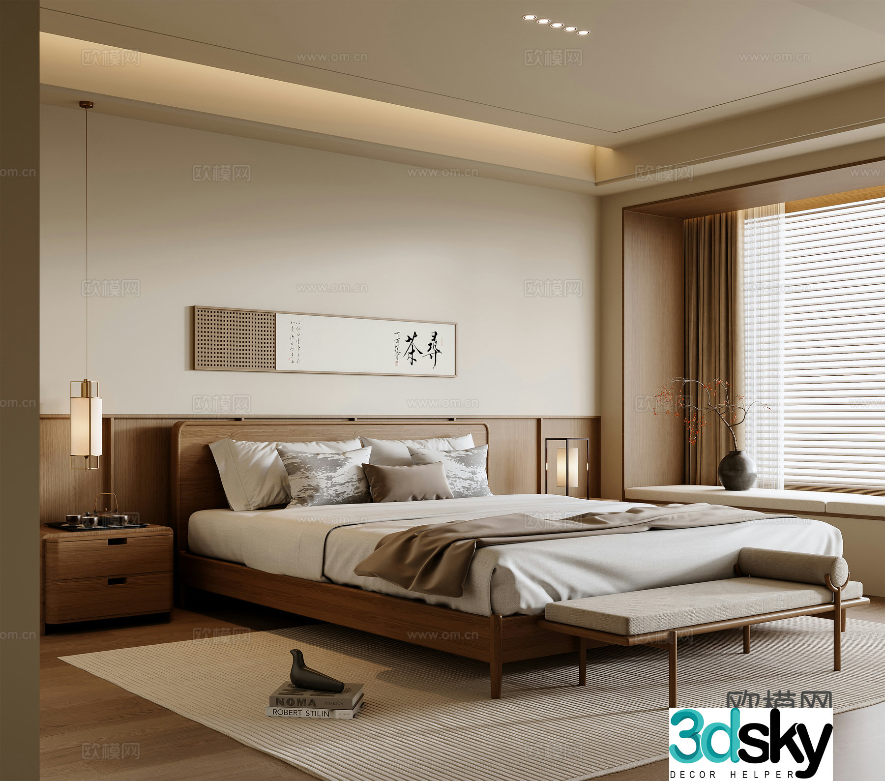 New Chinese style bedroom 3d model