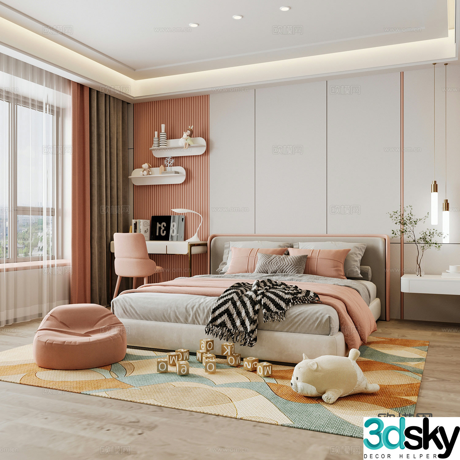 Modern children’s room girl’s room 3d model