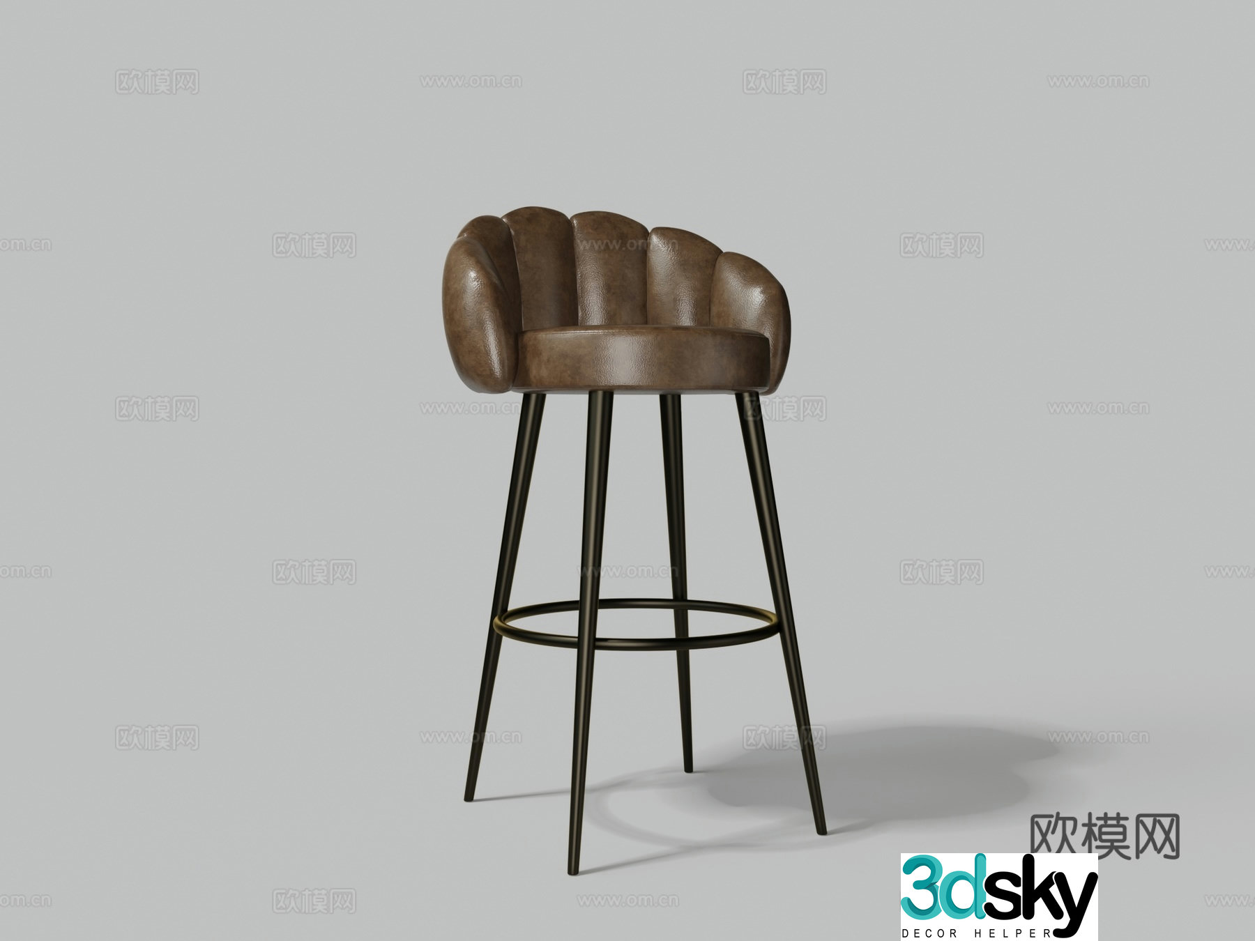 Leather bar stool bar stool high stool 3d model