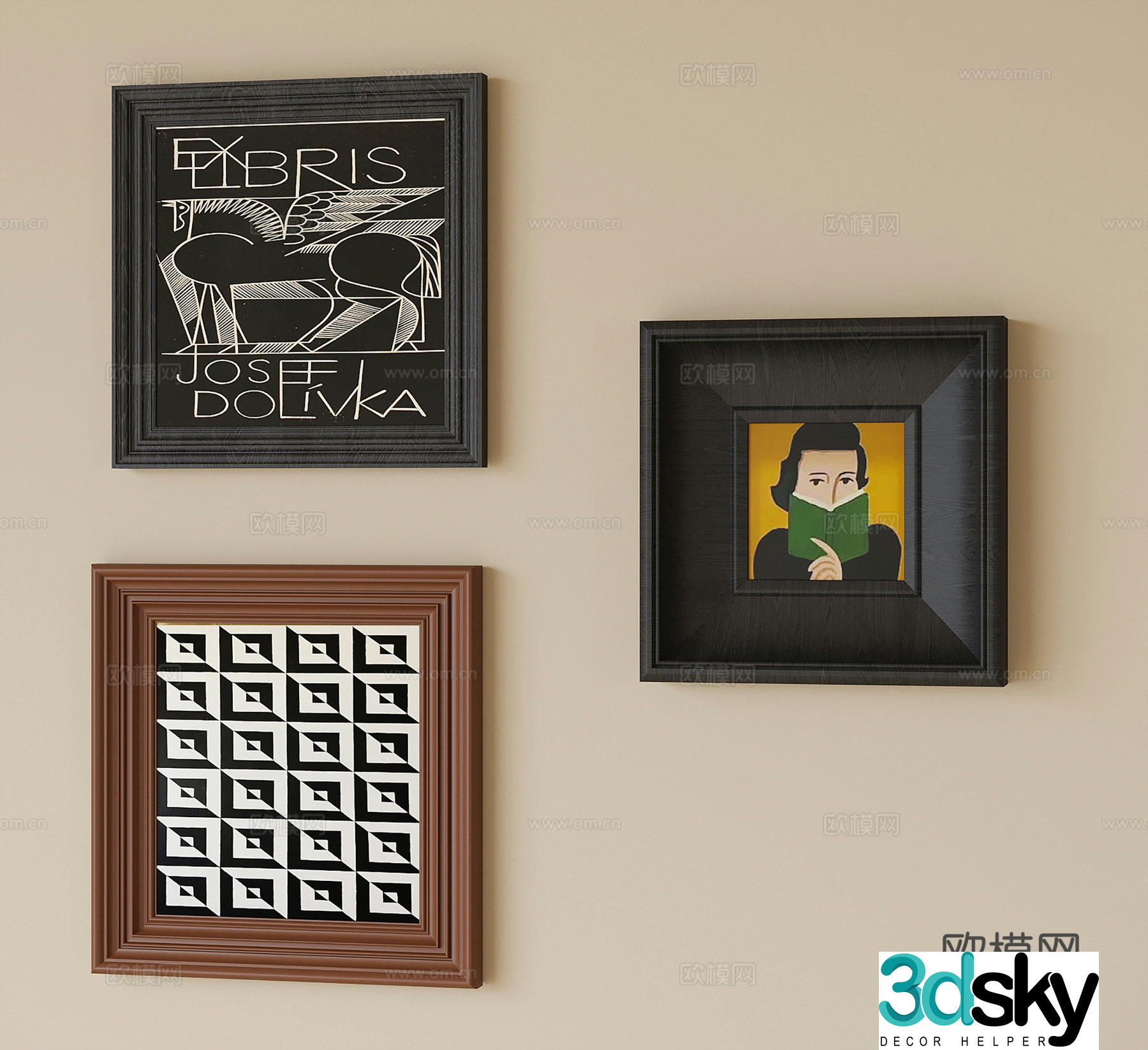 French decorative painting retro painting hanging painting 3D model