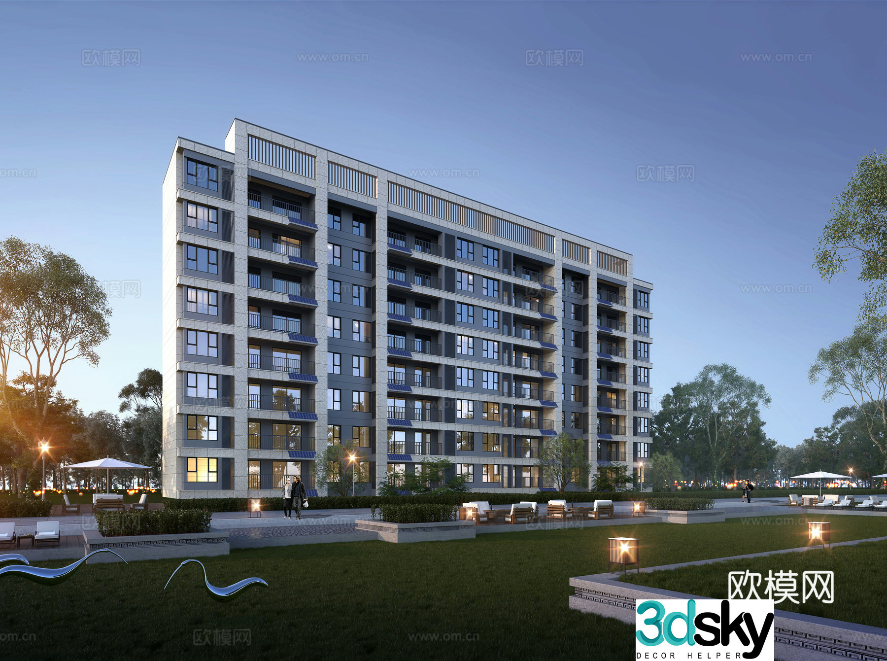 Multi-storey house exterior 3d model
