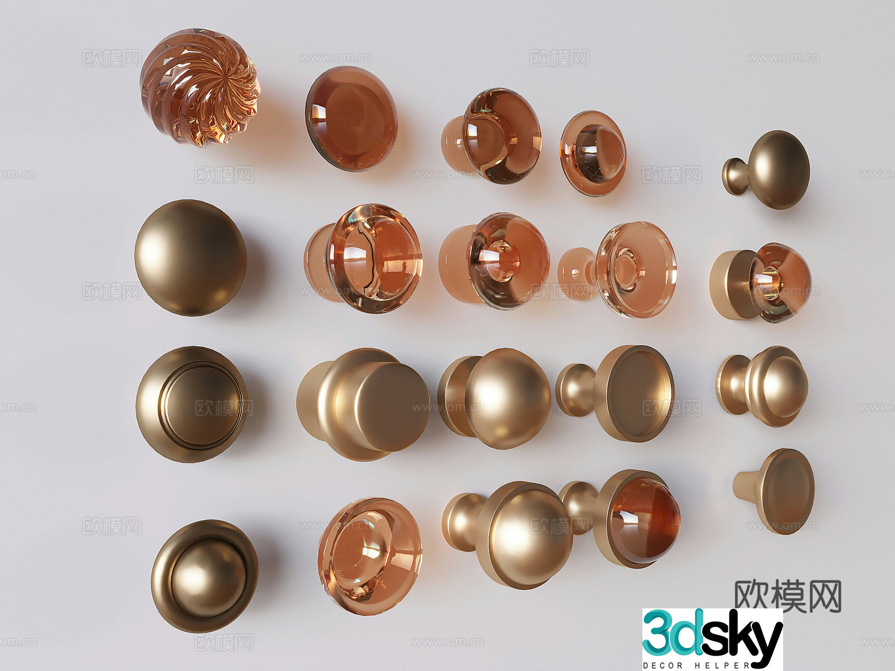 Champagne gold door handle cabinet door handle drawer handle 3d model