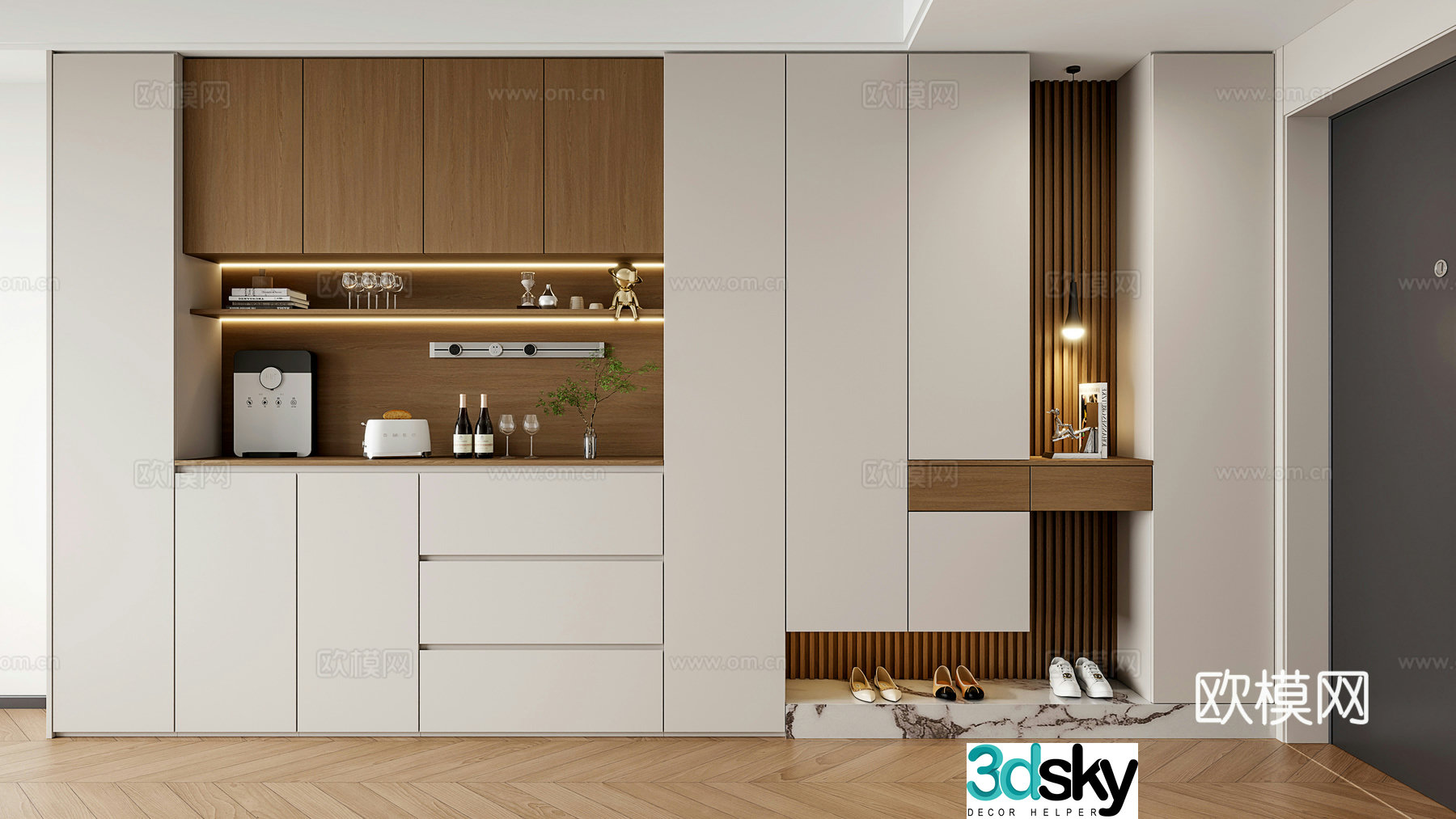 Entrance shoe cabinet 3D model of entrance shoe cabinet