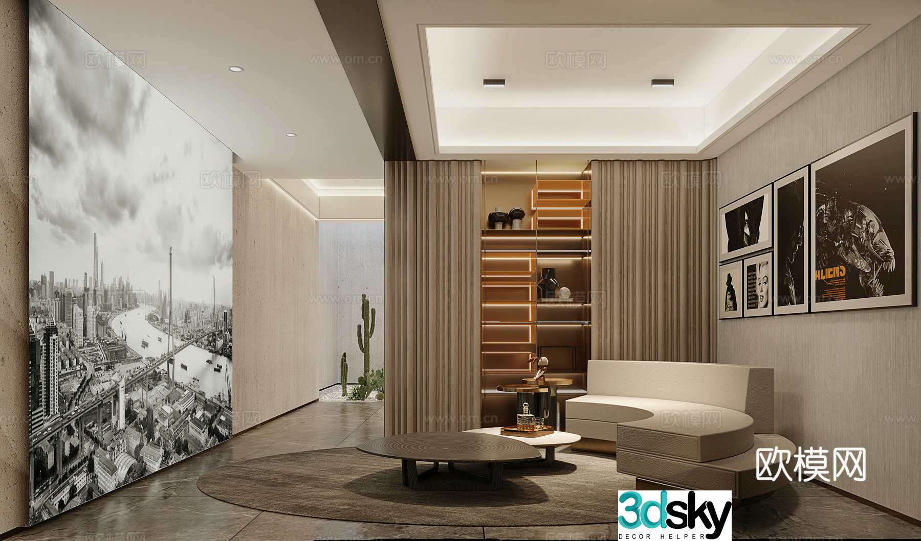 Modern basement recreation room entertainment room 3d model