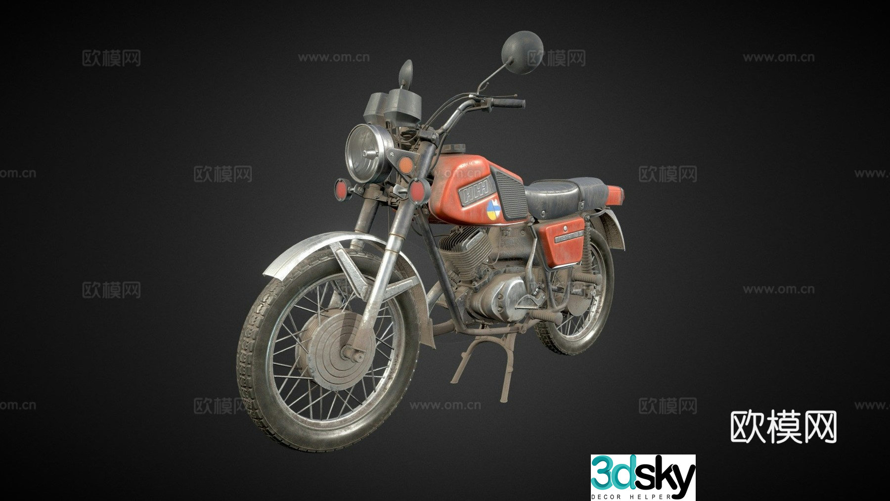 Retro motorcycle 3d model