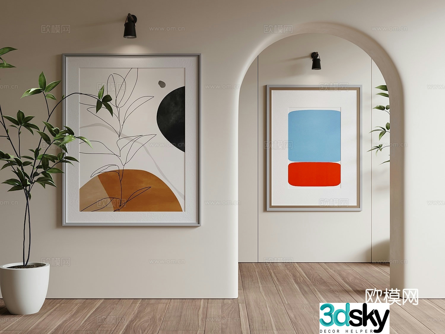 Modern hanging painting decorative painting 3d model